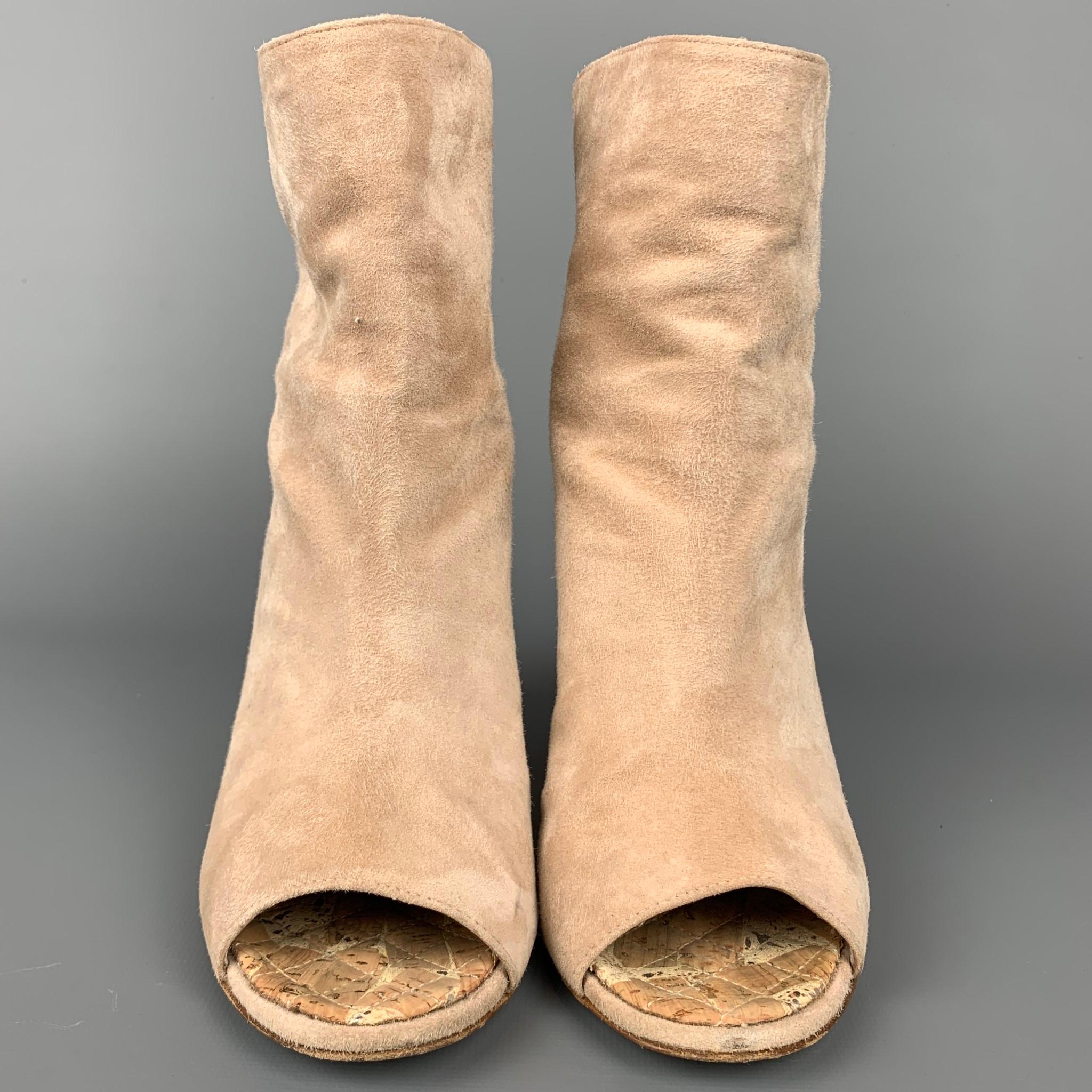beige peep toe boots