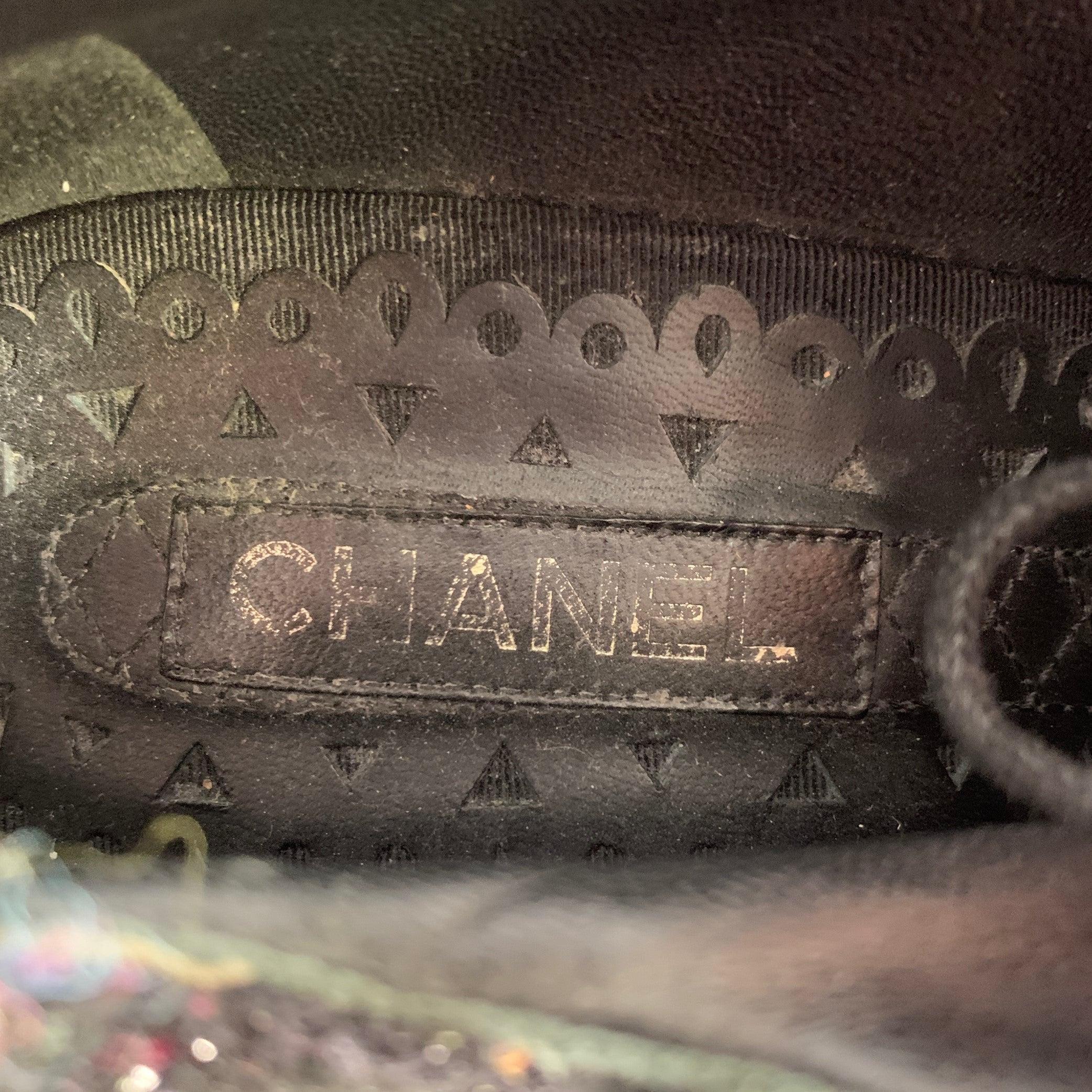 CHANEL Size 6.5 Black Red Grey Tweed Platform Oxford Flats For Sale 3