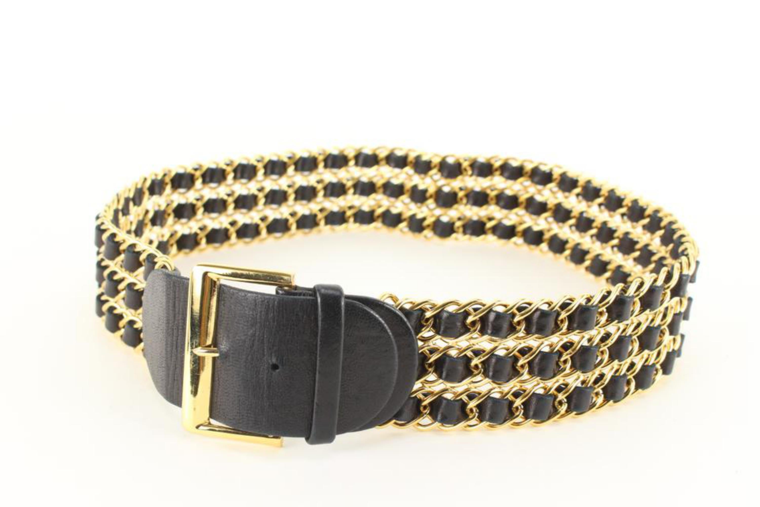 Chanel Size 70/28 1980's Triple Chain Belt Interlaced Gold Chain 34cc824s 7