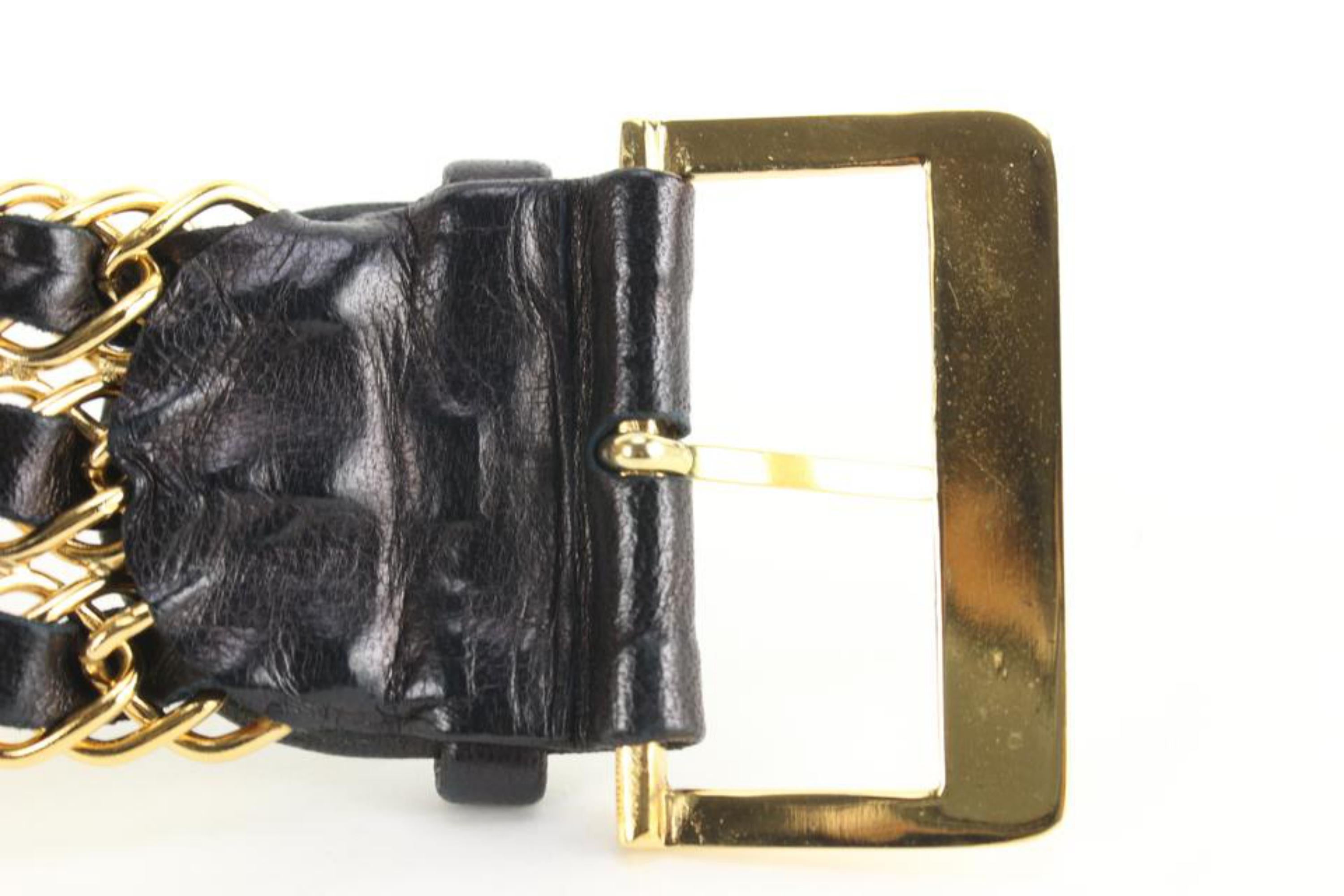 Women's Chanel Size 70/28 1980's Triple Chain Belt Interlaced Gold Chain 34cc824s