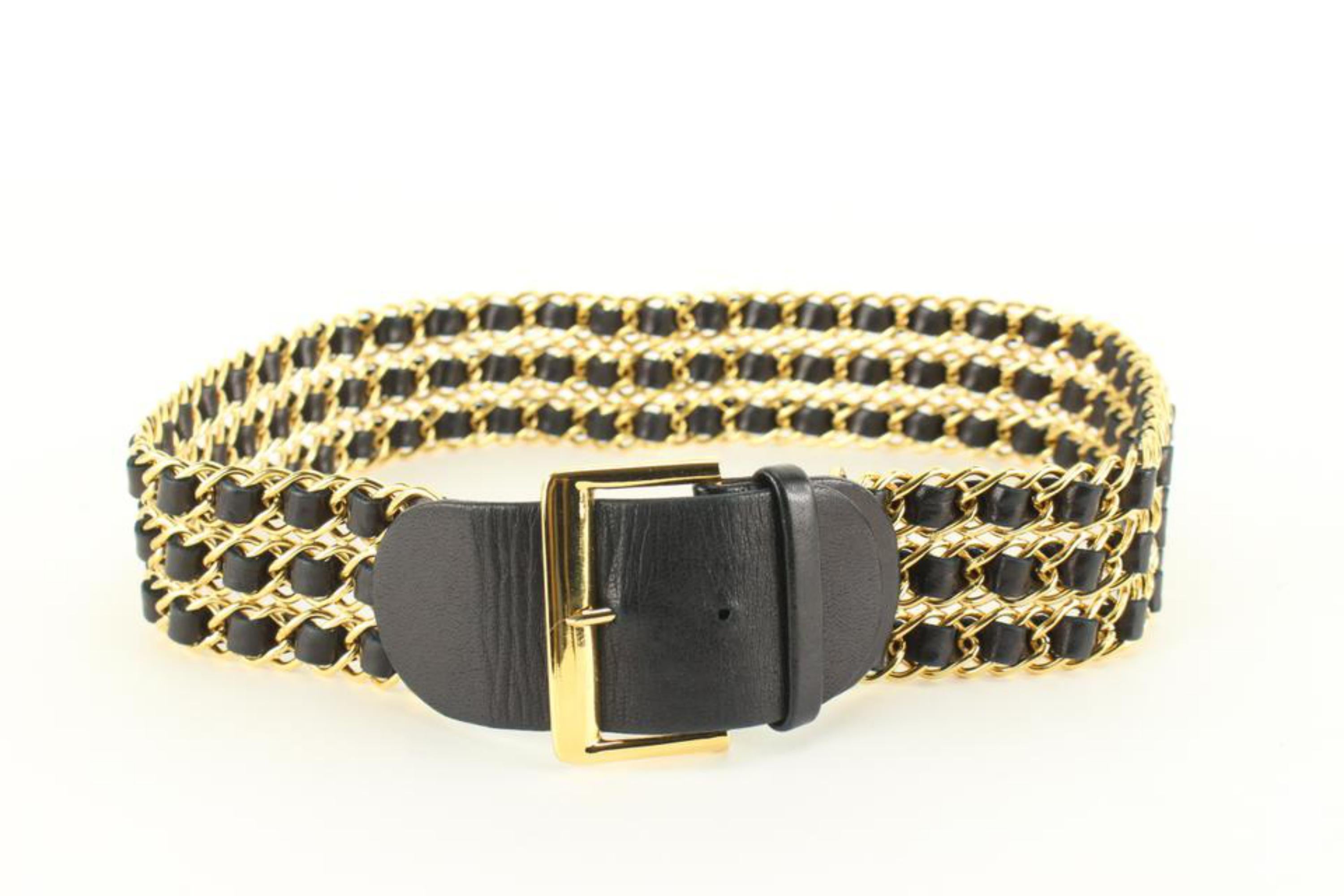 Chanel Size 70/28 1980's Triple Chain Belt Interlaced Gold Chain 34cc824s 4