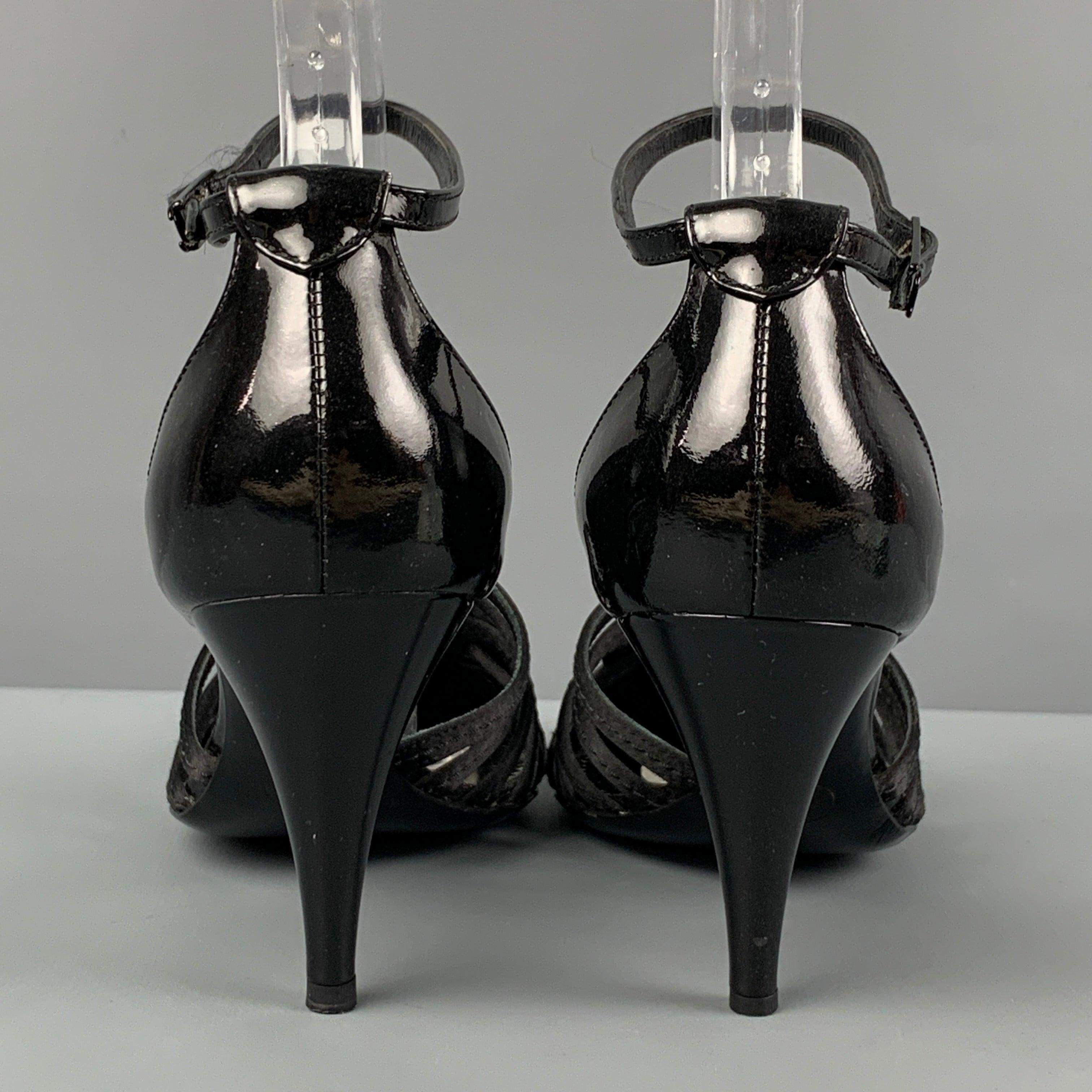 CHANEL Size 7.5 Black Silk Ankle Strap Pumps In Excellent Condition In San Francisco, CA