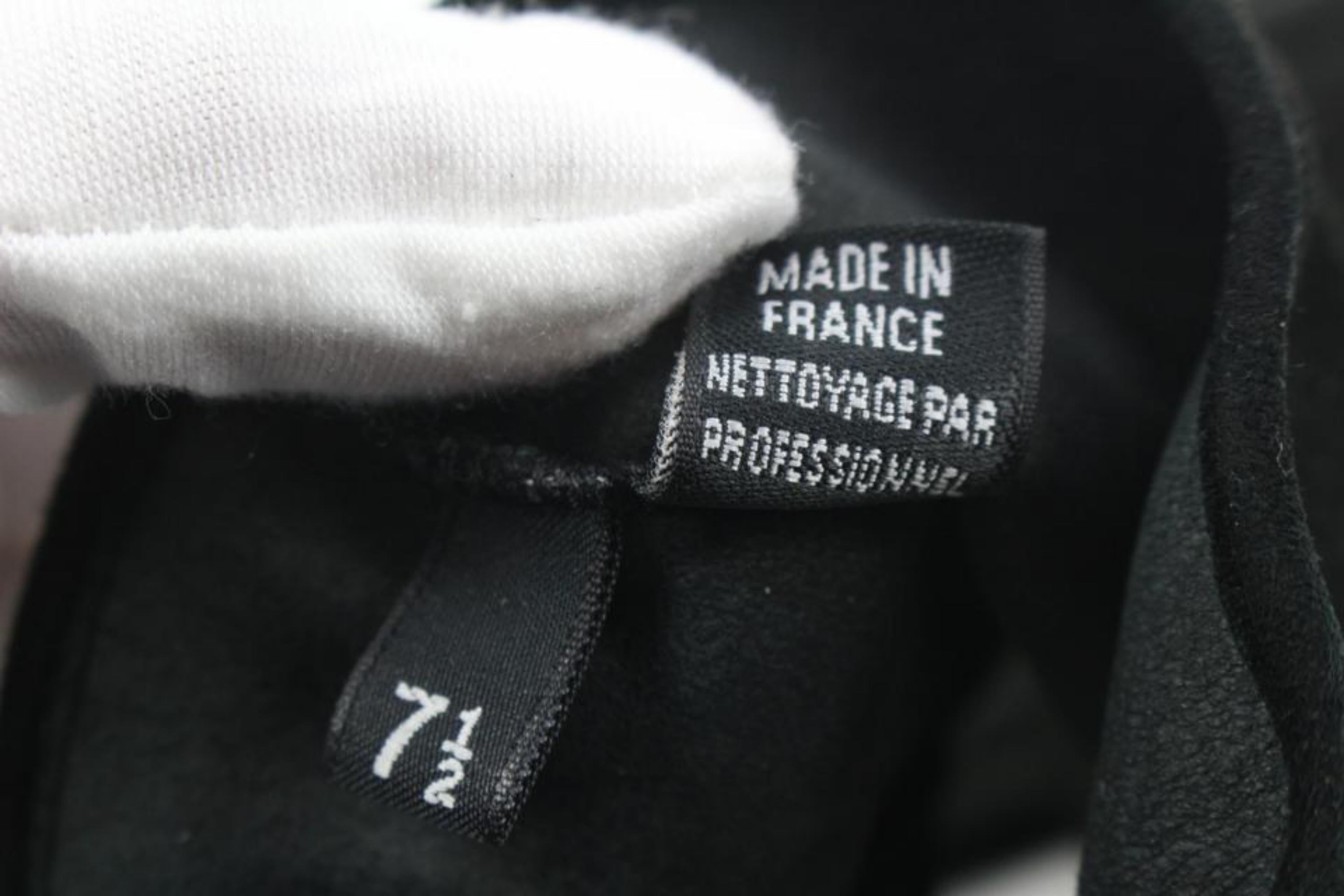 Black Chanel Size 7.5 Medium 2008 Long Gold Button Suede Fingerless Gloves s27c1
