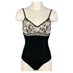 CHANEL Taglia 8 Tuta in seta bianca e nera Casual Top