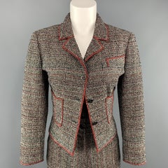 CHANEL Size 8 Black & White Tweed High Rise Wide Leg Pants Suit
