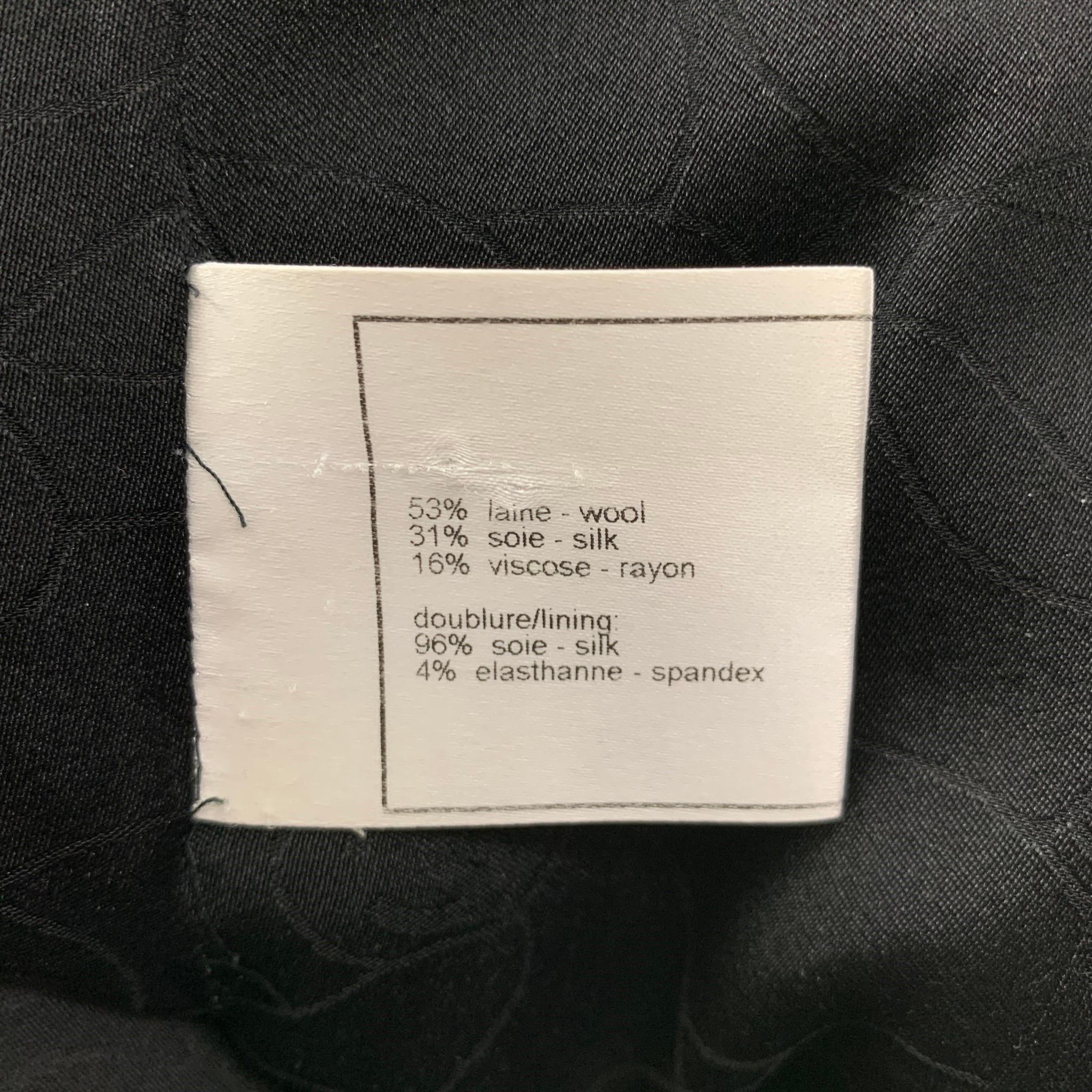 CHANEL Size 8 Black Wool Blend Textured Short Sleeve Jacket 1