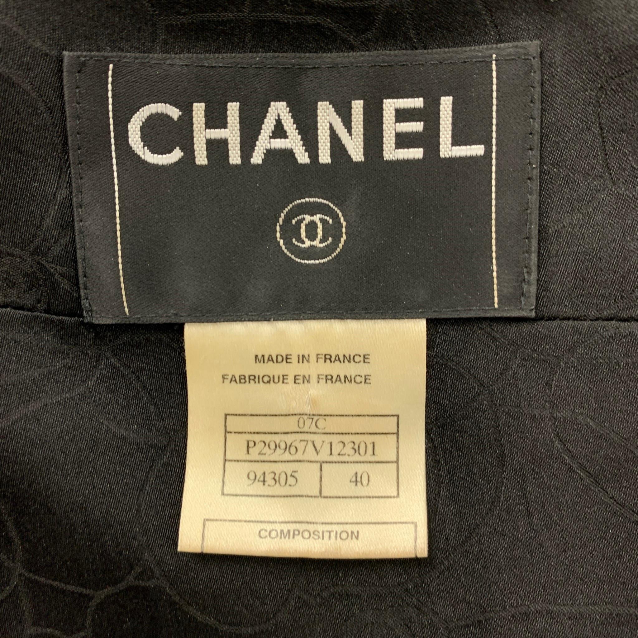 CHANEL Size 8 Black Wool Blend Textured Short Sleeve Jacket 2