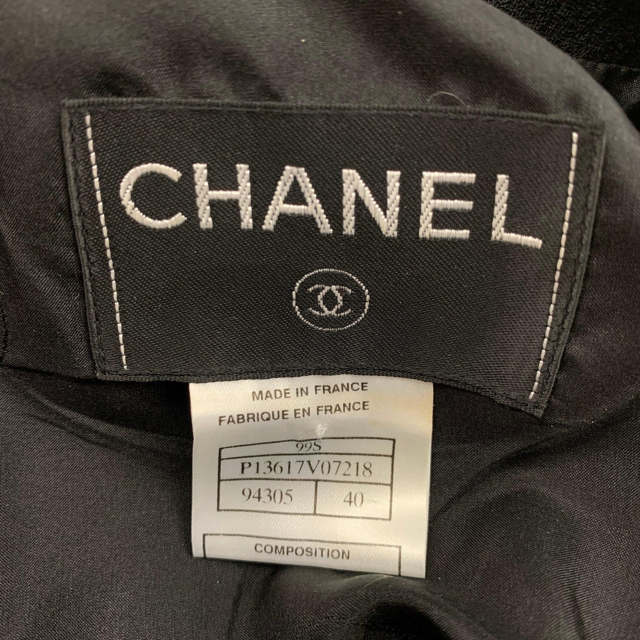 CHANEL Size 8 Black Wool Ribbed Sleeveless Pants Suit For Sale 4