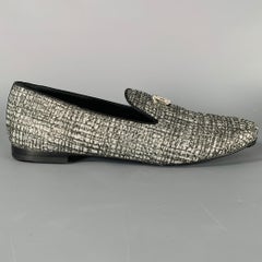 CHANEL Taille 8 CC Silver Black Glitter Loafer Flats