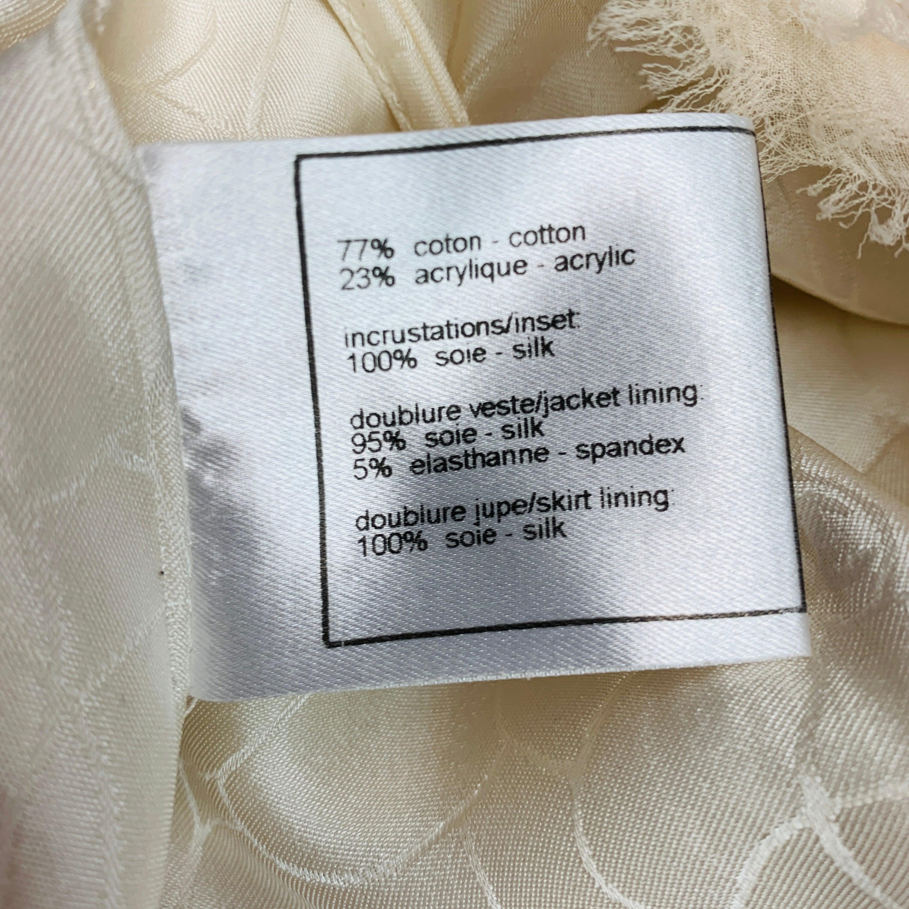 CHANEL Size 8 Cream Cotton  Acrylic Sleeveless Mid-Calf Dress For Sale 3