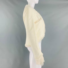 CHANEL Size 8 Cream Cotton Acrylic Textured Jacket