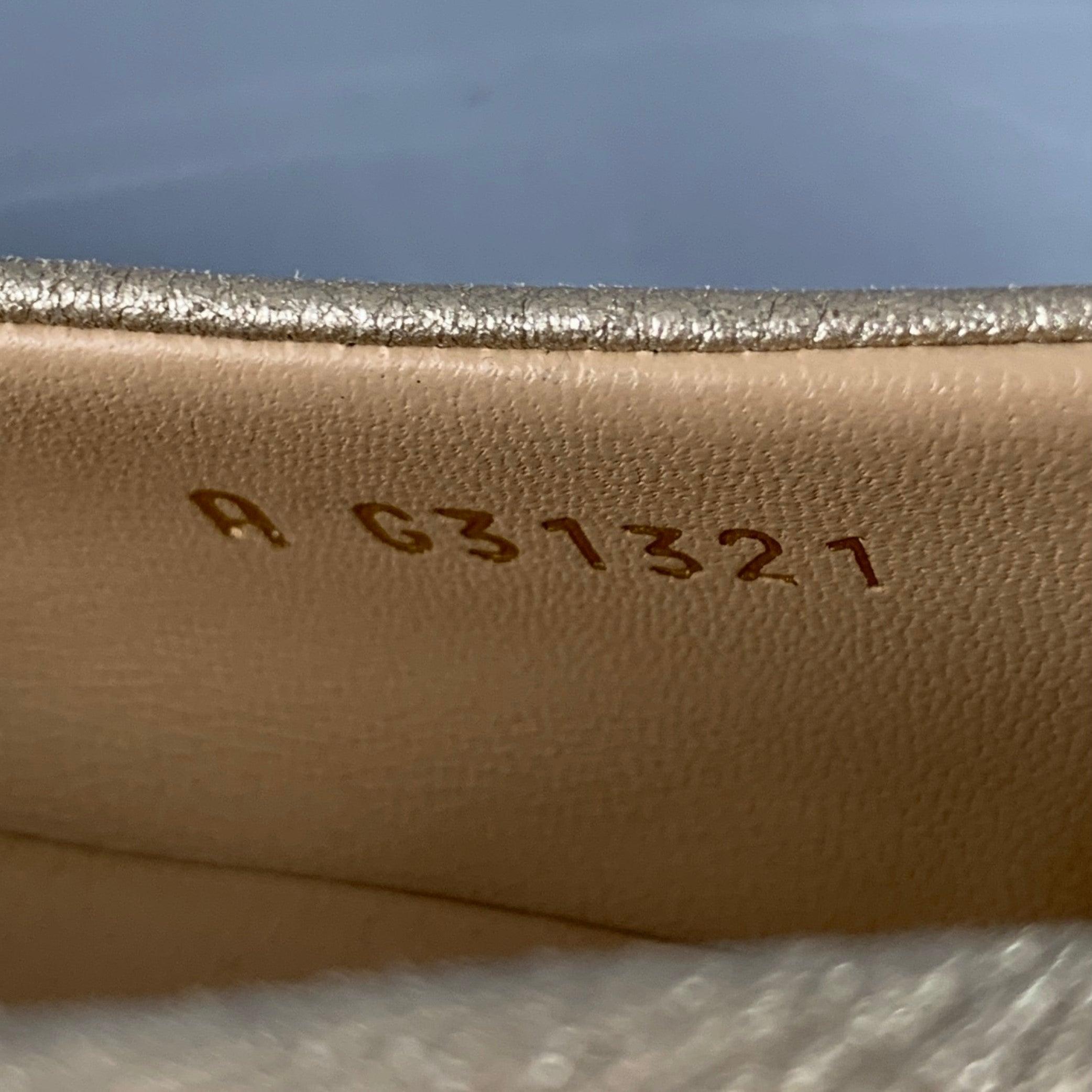 CHANEL Size 8 Gold Black Leather Cap Toe Flats 3