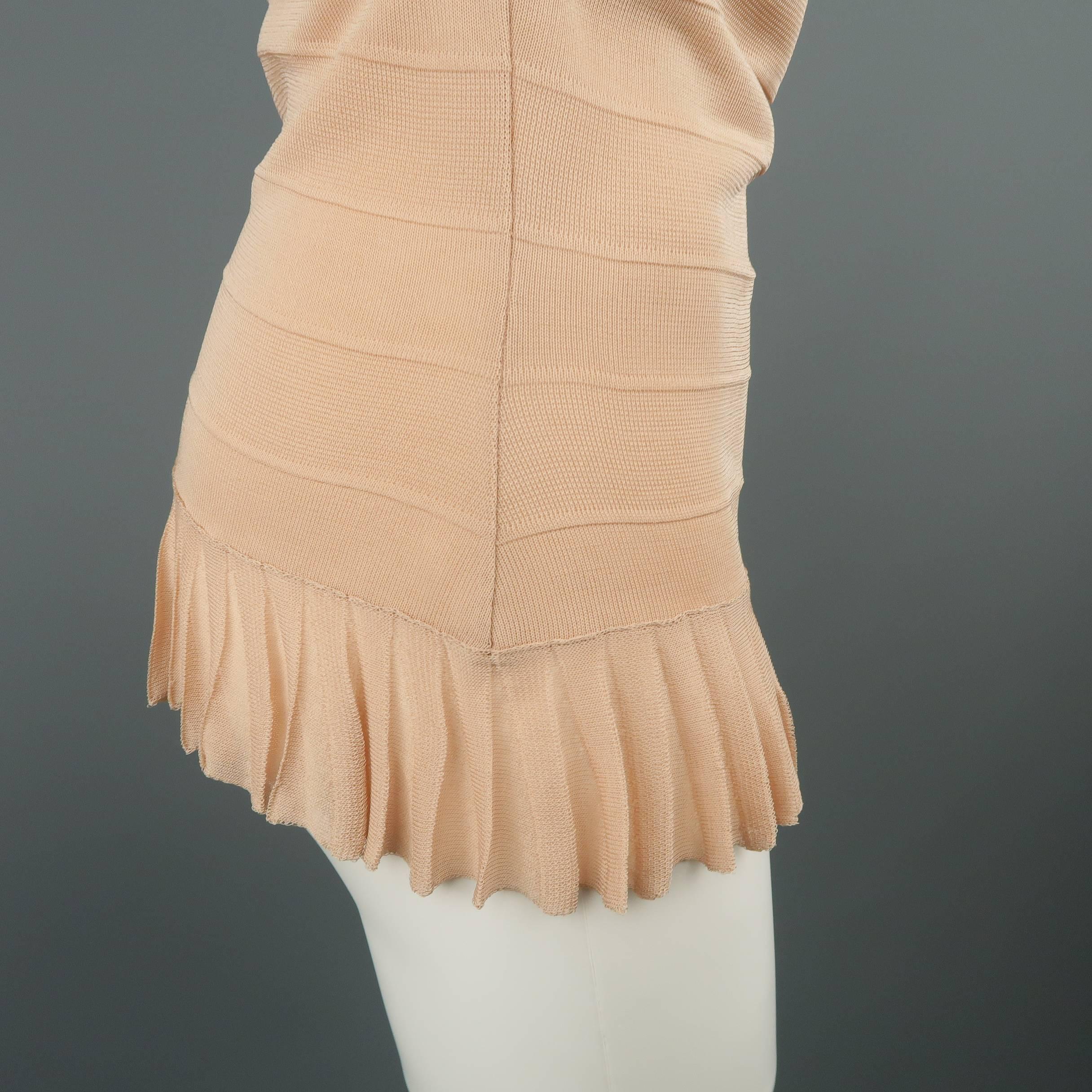 CHANEL Size 8 Pink Rayon Knit Pleated Camisole Dress Top 1