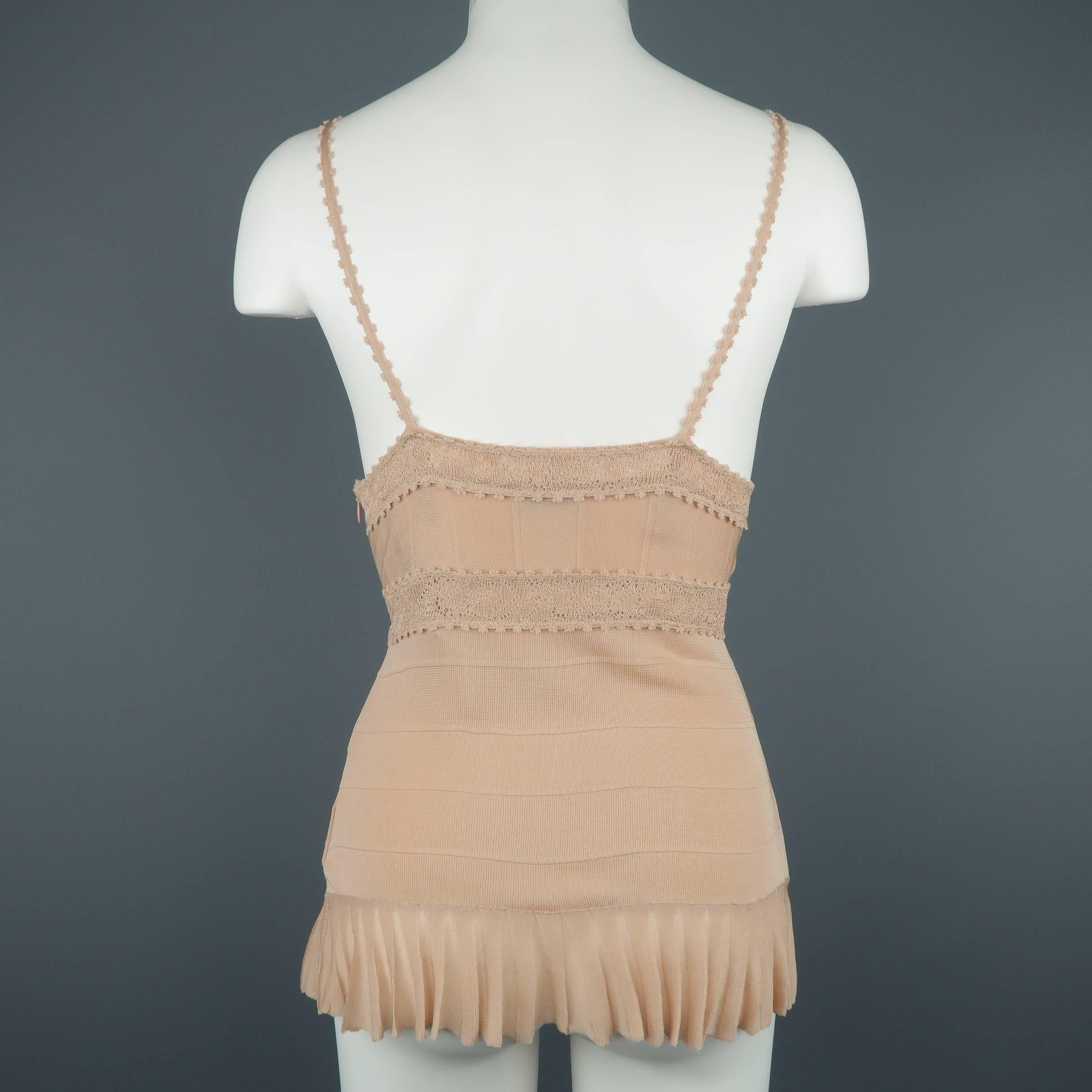 CHANEL Size 8 Pink Rayon Knit Pleated Camisole Dress Top 2