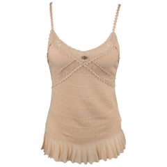 CHANEL Size 8 Pink Rayon Knit Pleated Camisole Dress Top