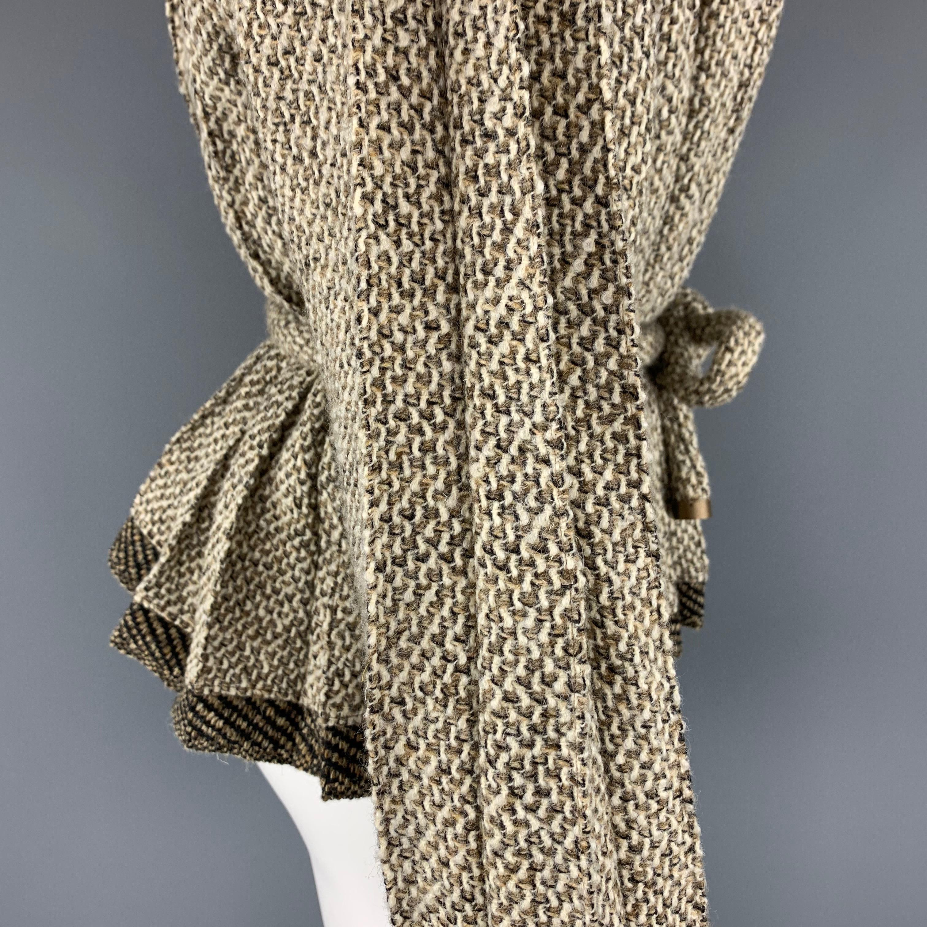 CHANEL Size 8 Taupe & Beige Textured Pleated Fabric Cardigan Jacket 3