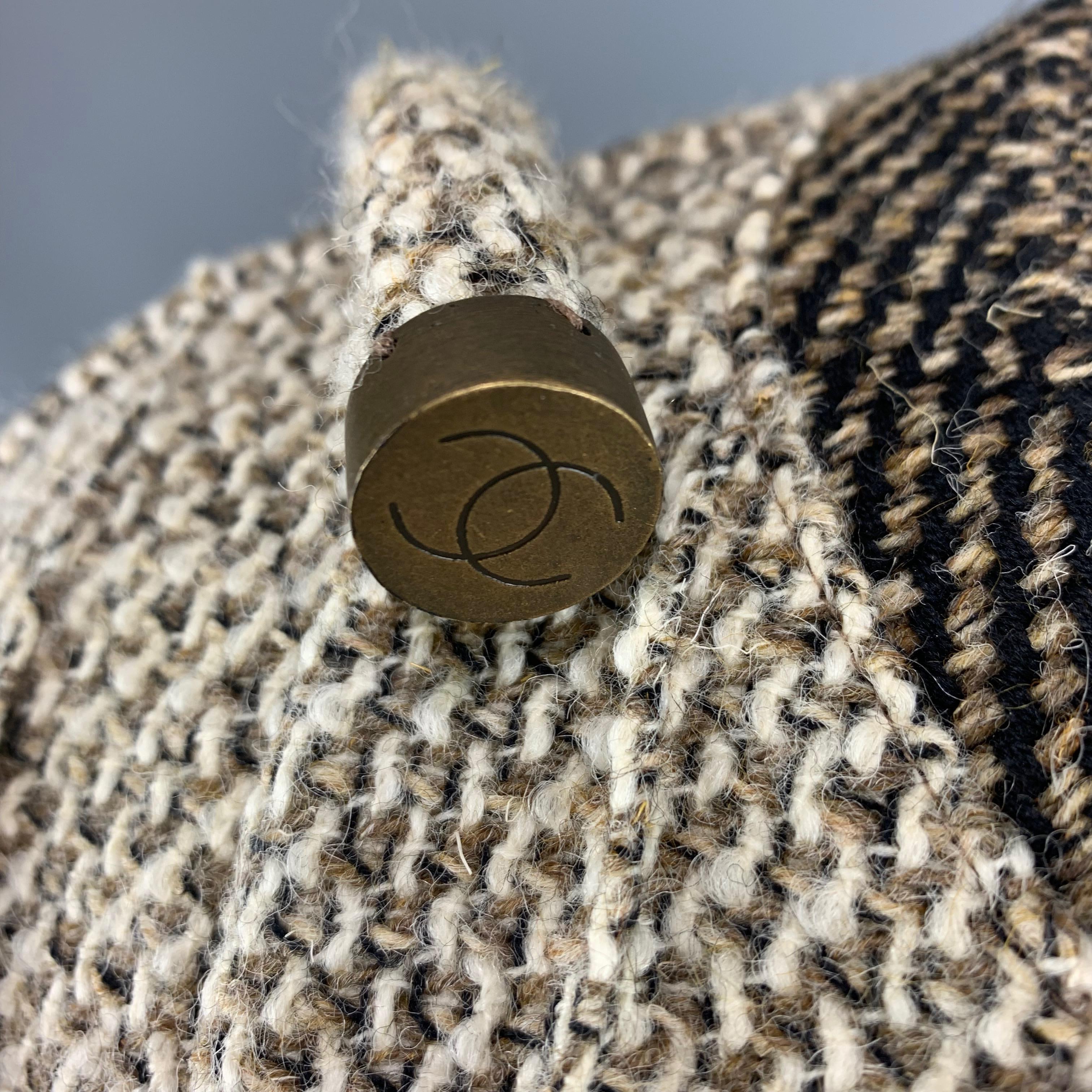 CHANEL Size 8 Taupe & Beige Textured Pleated Fabric Cardigan Jacket 4