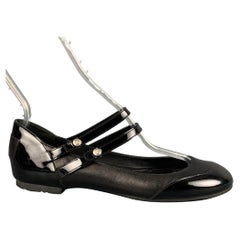 CHANEL Size 8.5 Black Patent Leather Mary Jane Flats