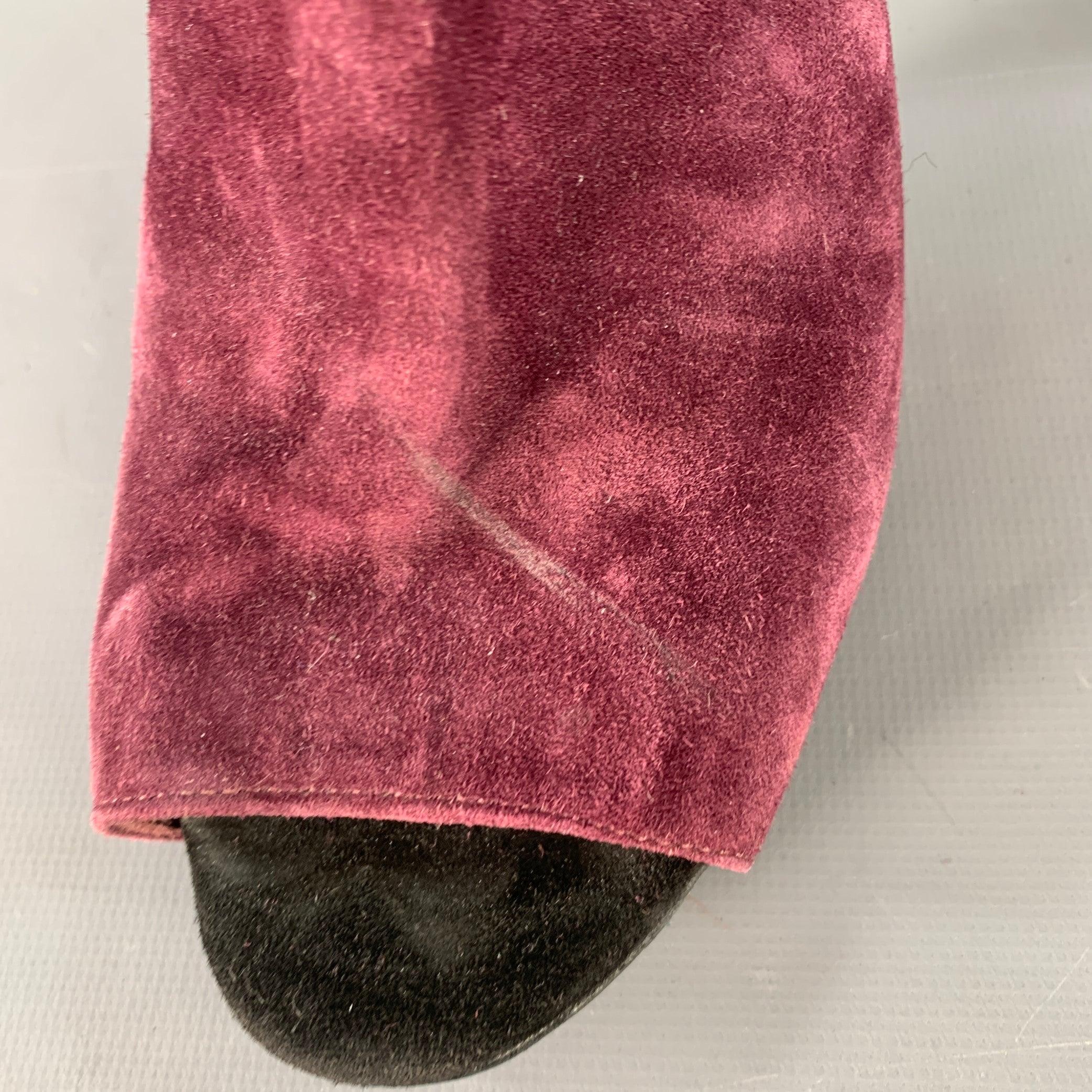 CHANEL Size 8.5 Burgundy Suede Peep Toe Side Zipper Ankle Boots For Sale 5