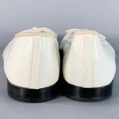 CHANEL Size 9 White Black Color Block Patent Leather Ballet Bow Flats