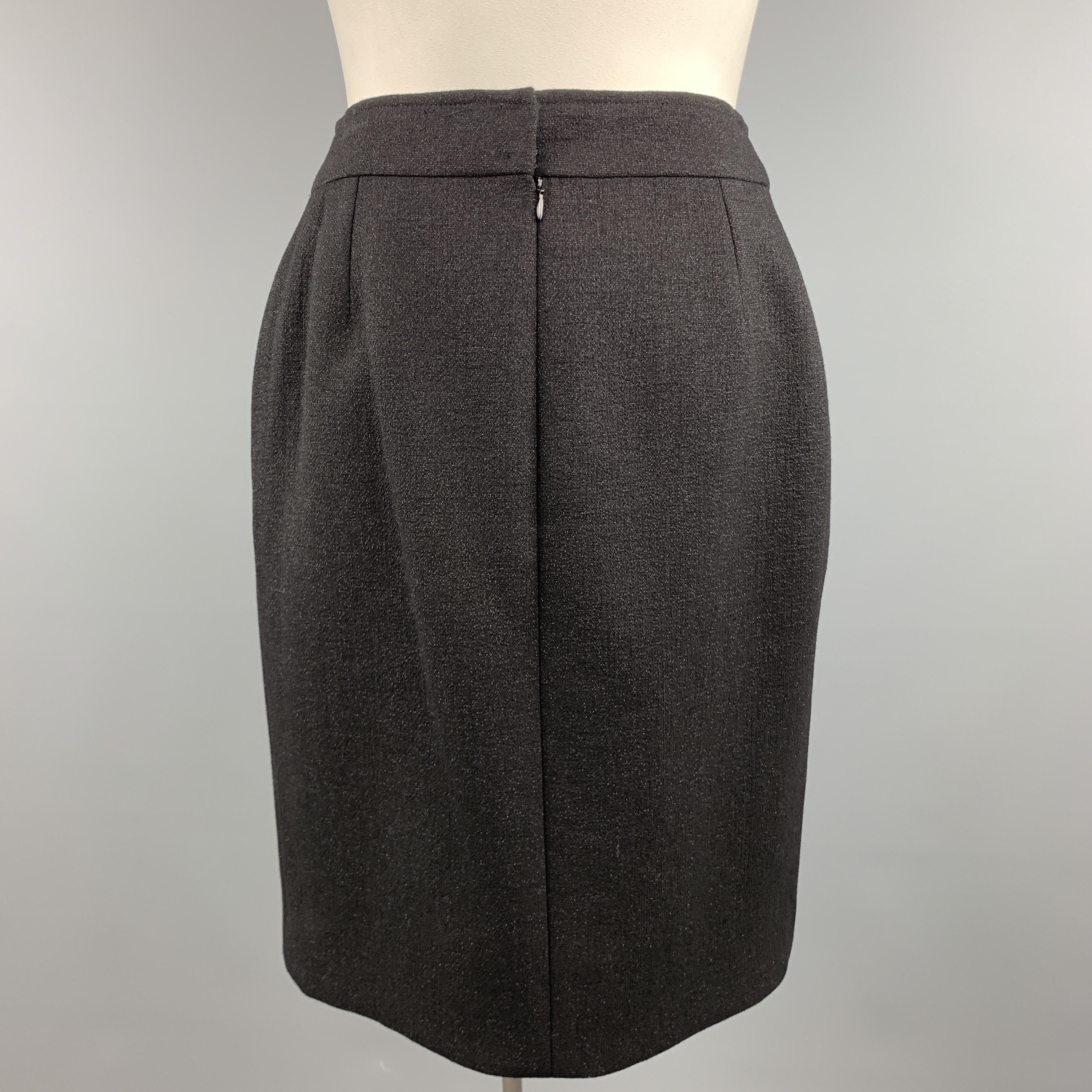 CHANEL Size L Black Sparkle Wool Pencil Skirt In Excellent Condition In San Francisco, CA