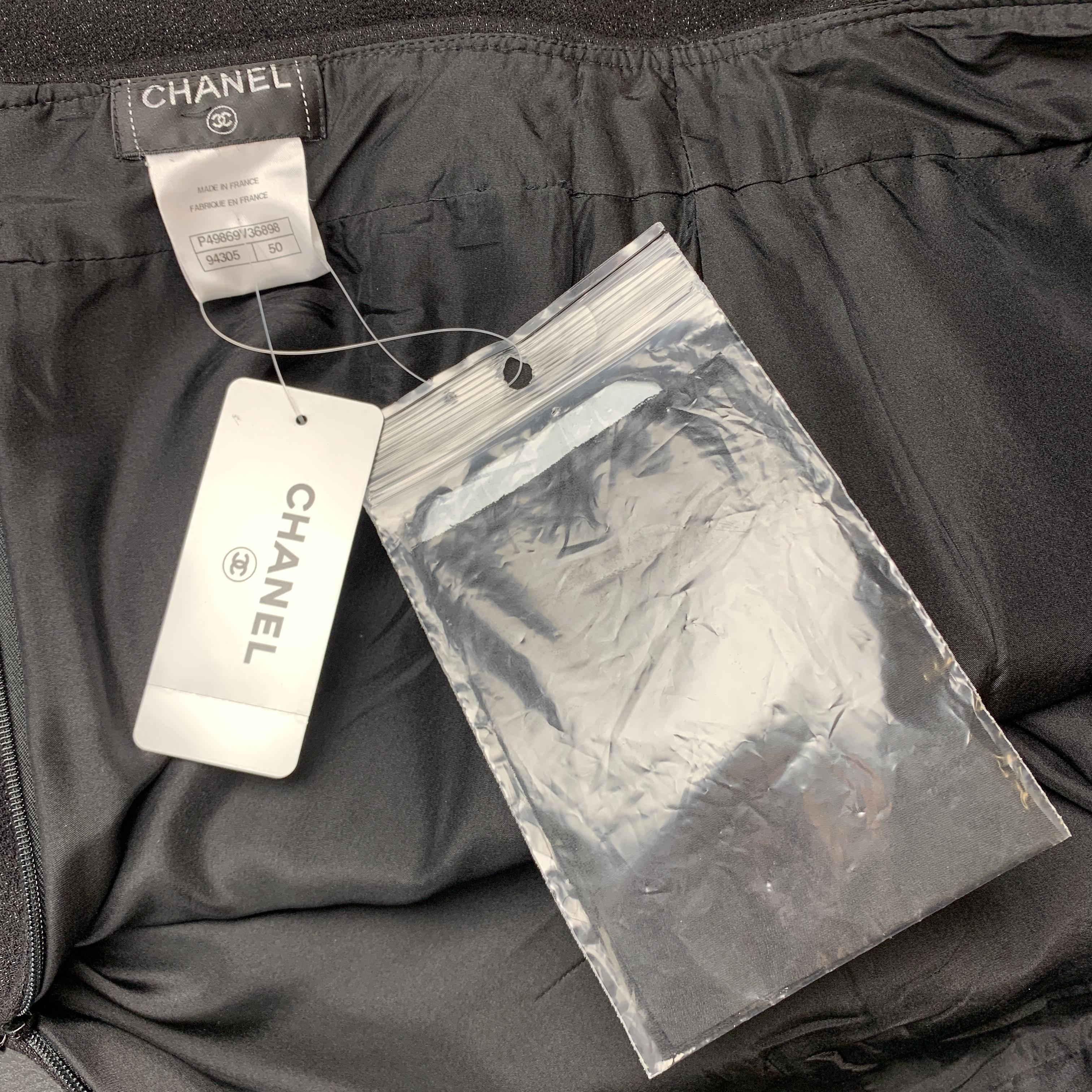 CHANEL Size L Black Sparkle Wool Pencil Skirt 1