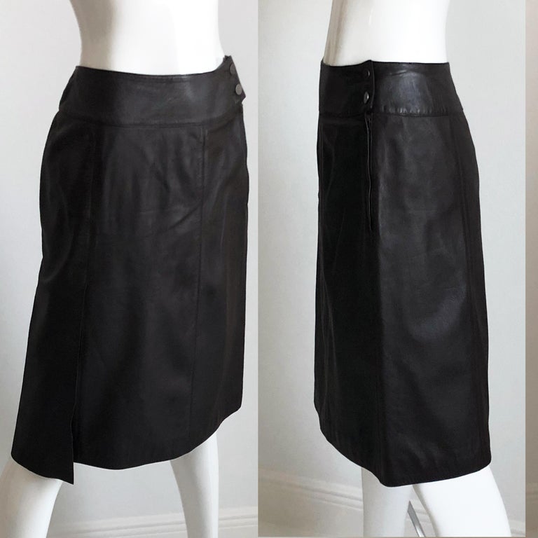 Chanel Skirt Asymmetric Panel Lambskin Leather Mocha Brown 99P Sz 36 ...