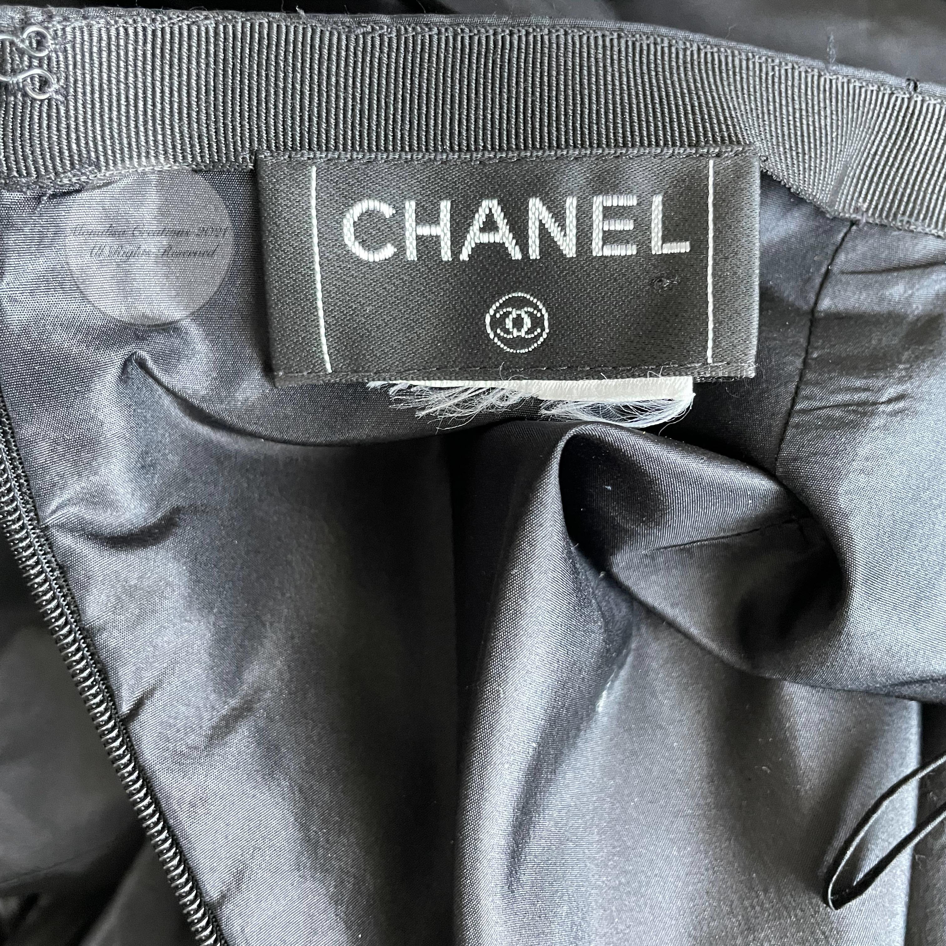 Chanel Skirt Black Asymmetric Pleated Ruffles Silk Taffeta Evening 02A Sz S 3