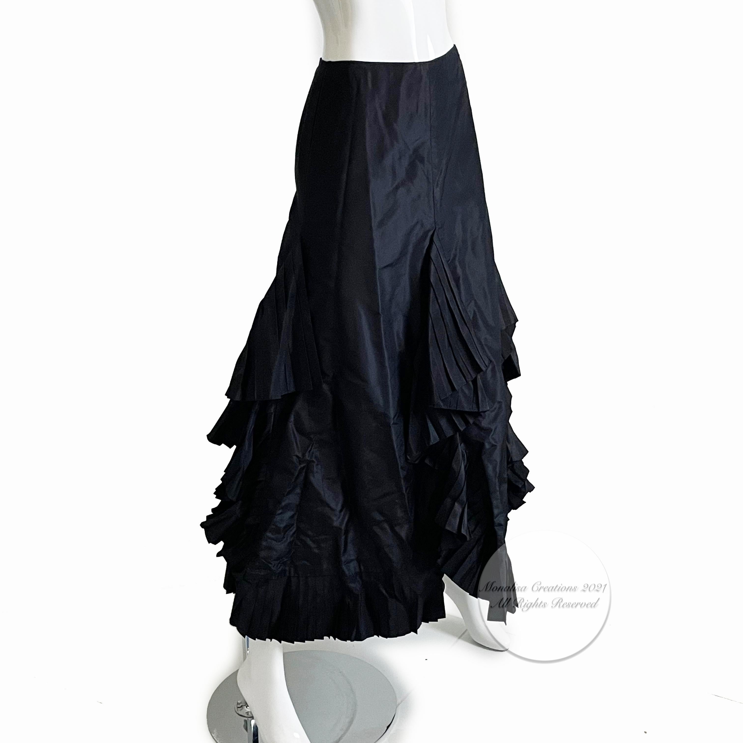 black frill skirt long