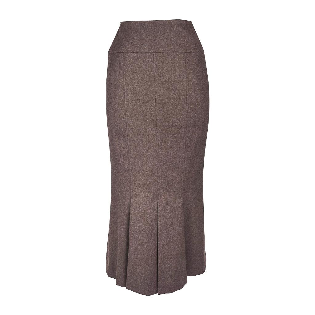 Chanel Skirt Light Brown Box Pleat Hem No5 Buttons 36 / 4  2