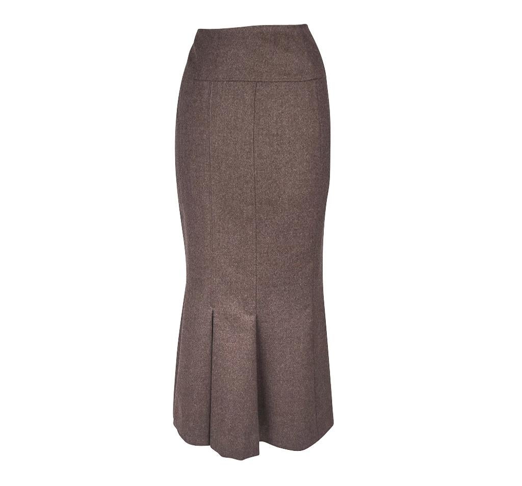 Chanel Skirt Light Brown Box Pleat Hem No5 Buttons 36 / 4  3