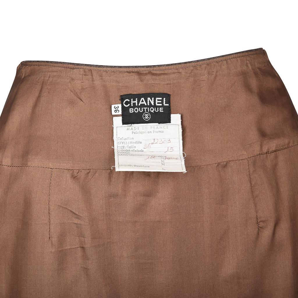 Chanel Skirt Light Brown Box Pleat Hem No5 Buttons 36 / 4  4