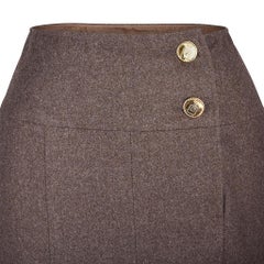 Chanel Skirt Light Brown Box Pleat Hem No5 Buttons 36 / 4