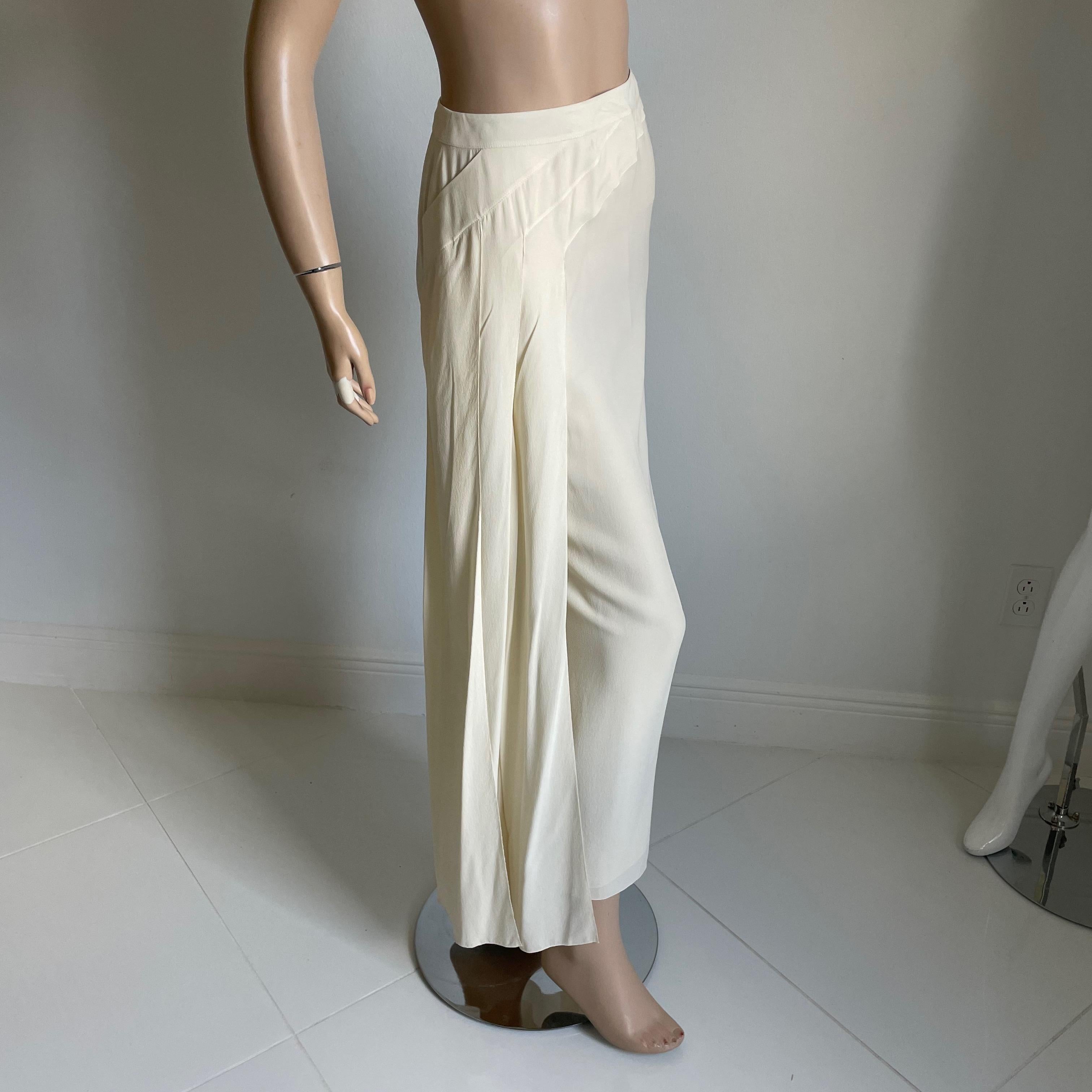 Chanel Skirt Long Asymmetric Panels Silk Crepe Maxi Spring 1999 Vintage Beige en venta