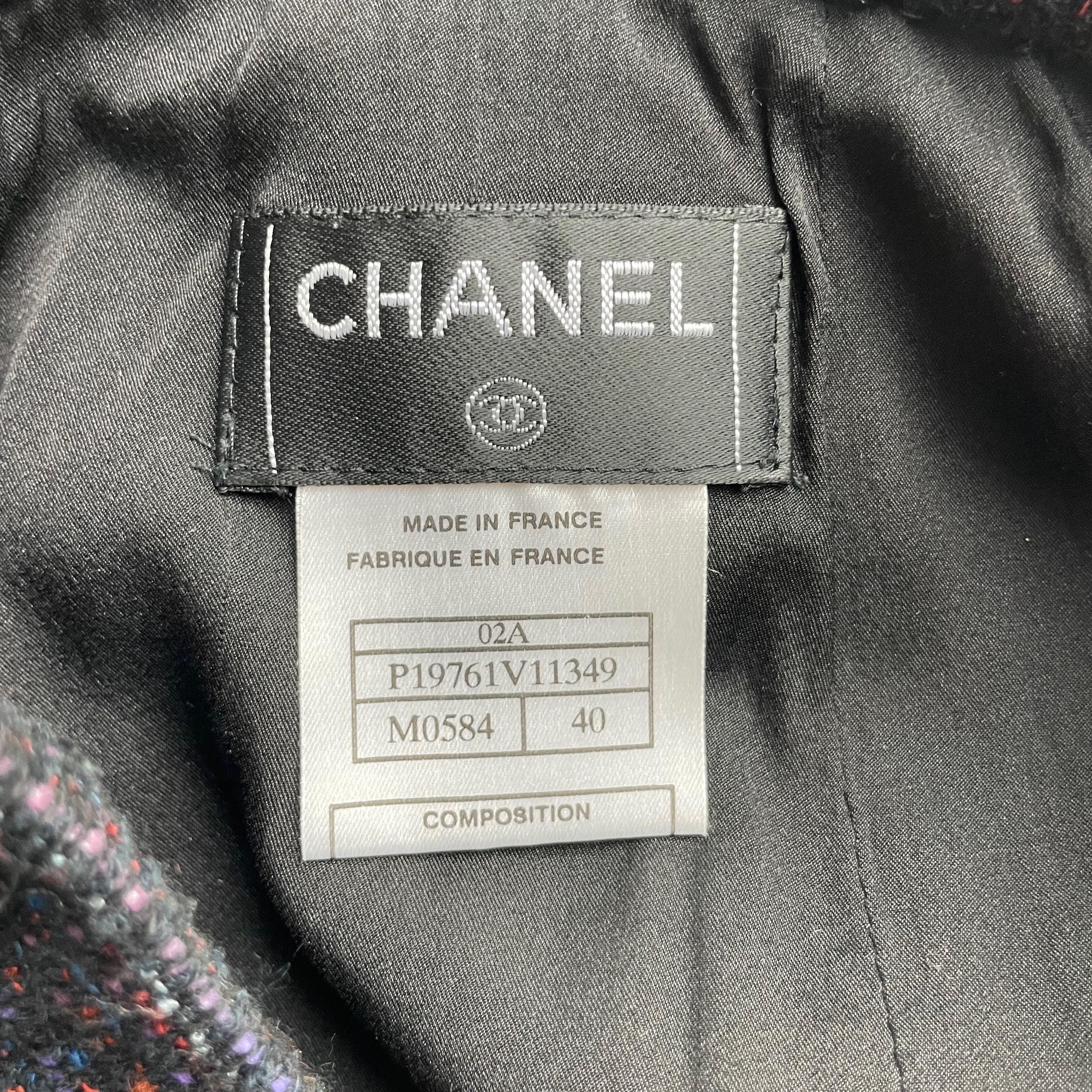 Chanel Skirt Multicolor Cotton Blend Tweed Pencil Style 02A Collection Size 40 For Sale 8