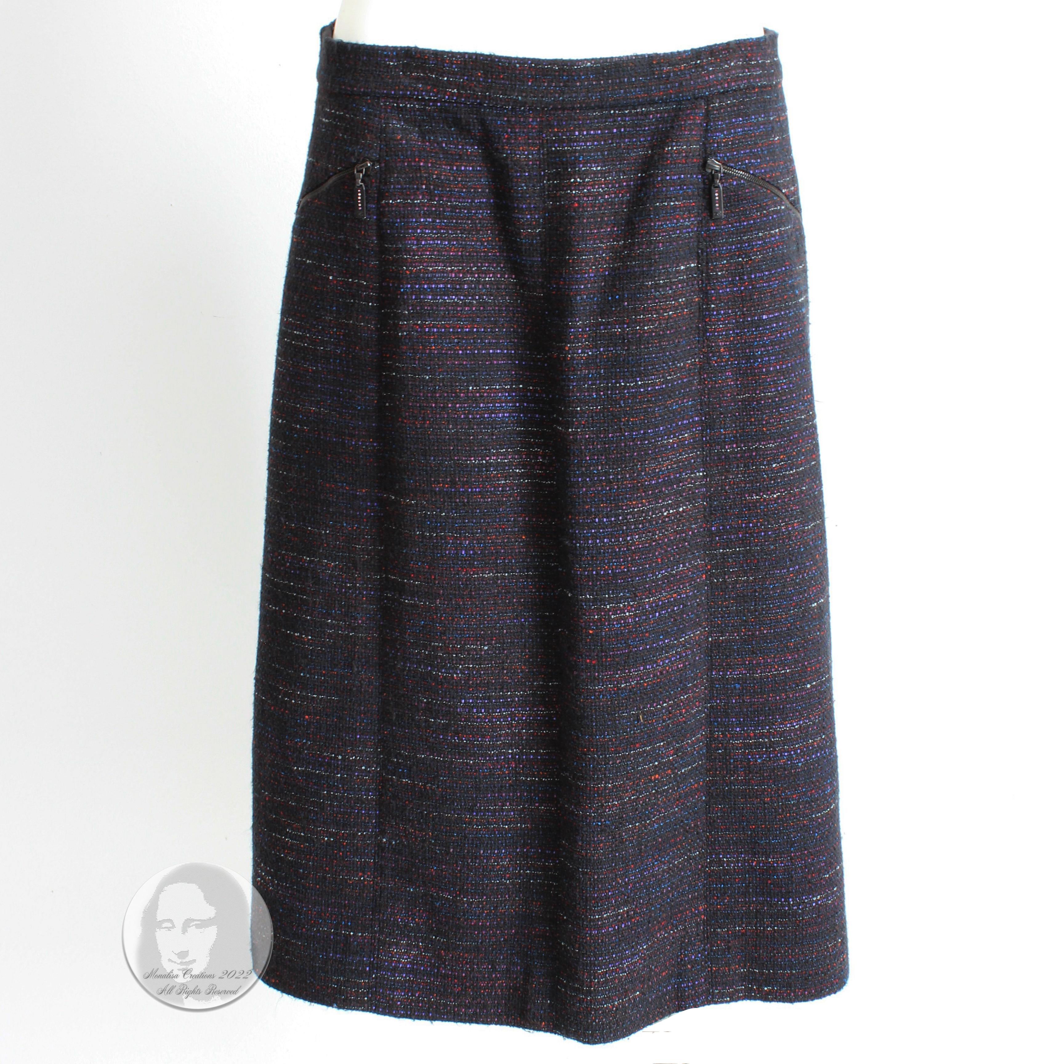 Chanel Skirt Multicolor Cotton Blend Tweed Pencil Style 02A Collection Size 40 In Good Condition In Port Saint Lucie, FL