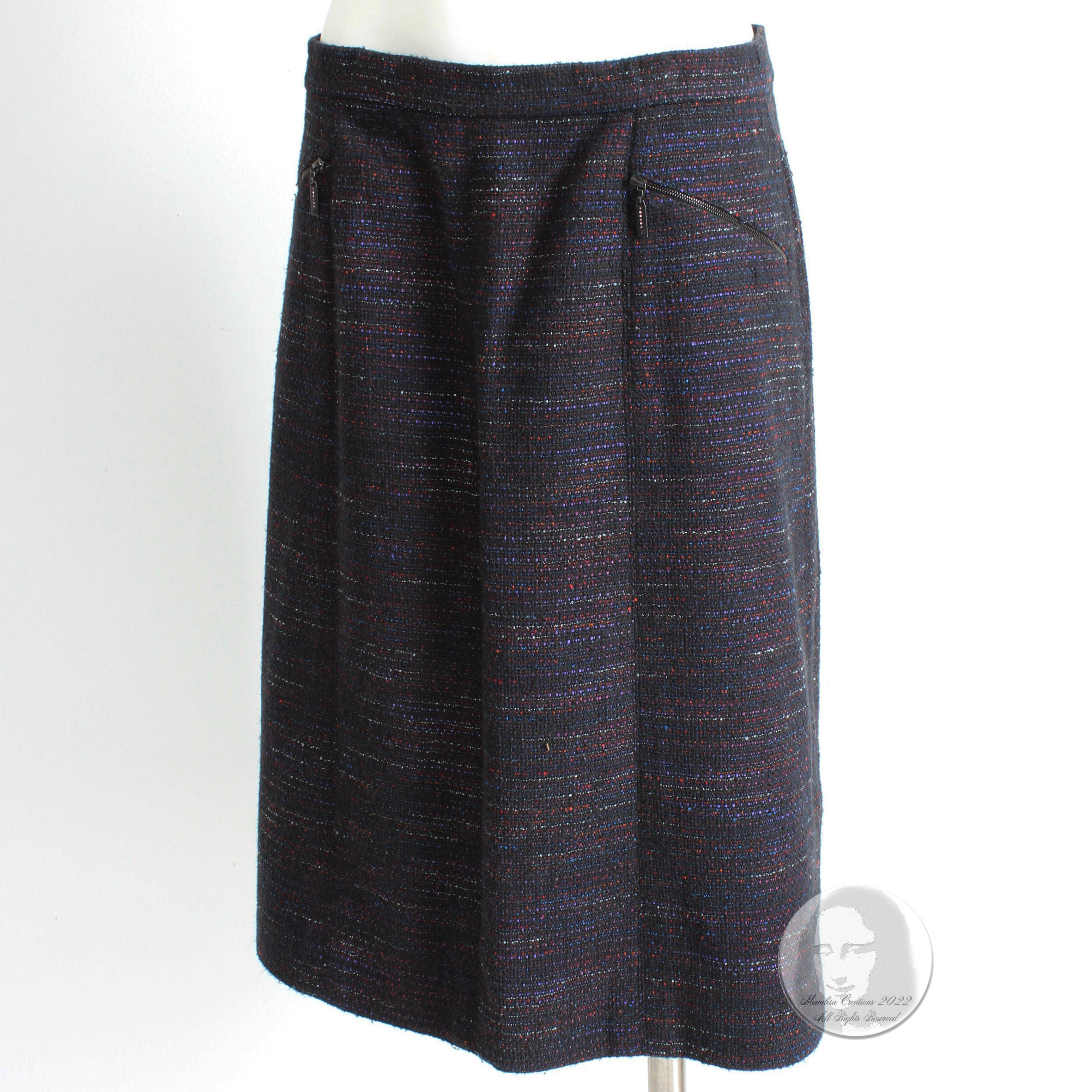 Women's Chanel Skirt Multicolor Cotton Blend Tweed Pencil Style 02A Collection Size 40