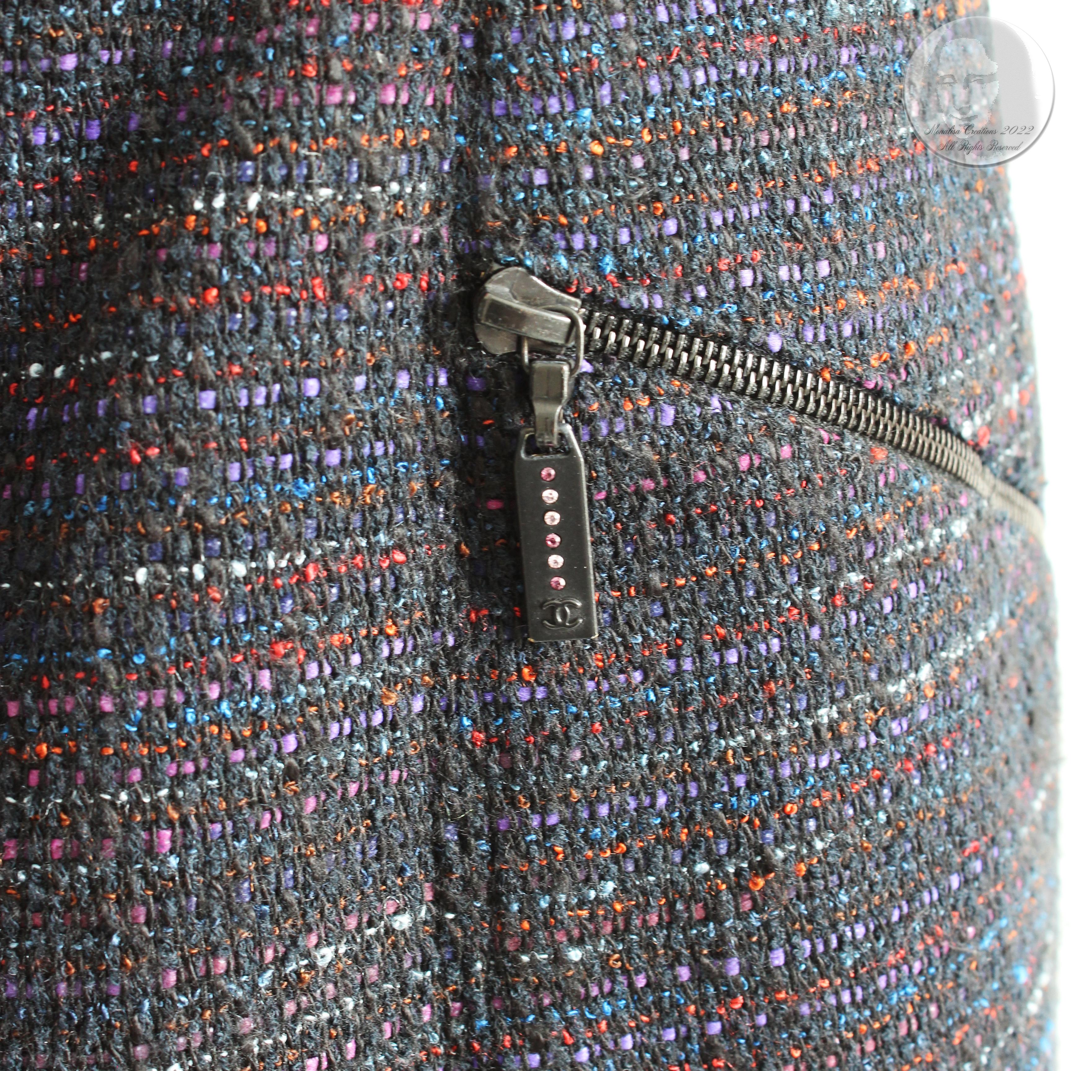 Chanel Skirt Multicolor Cotton Blend Tweed Pencil Style 02A Collection Size 40 1