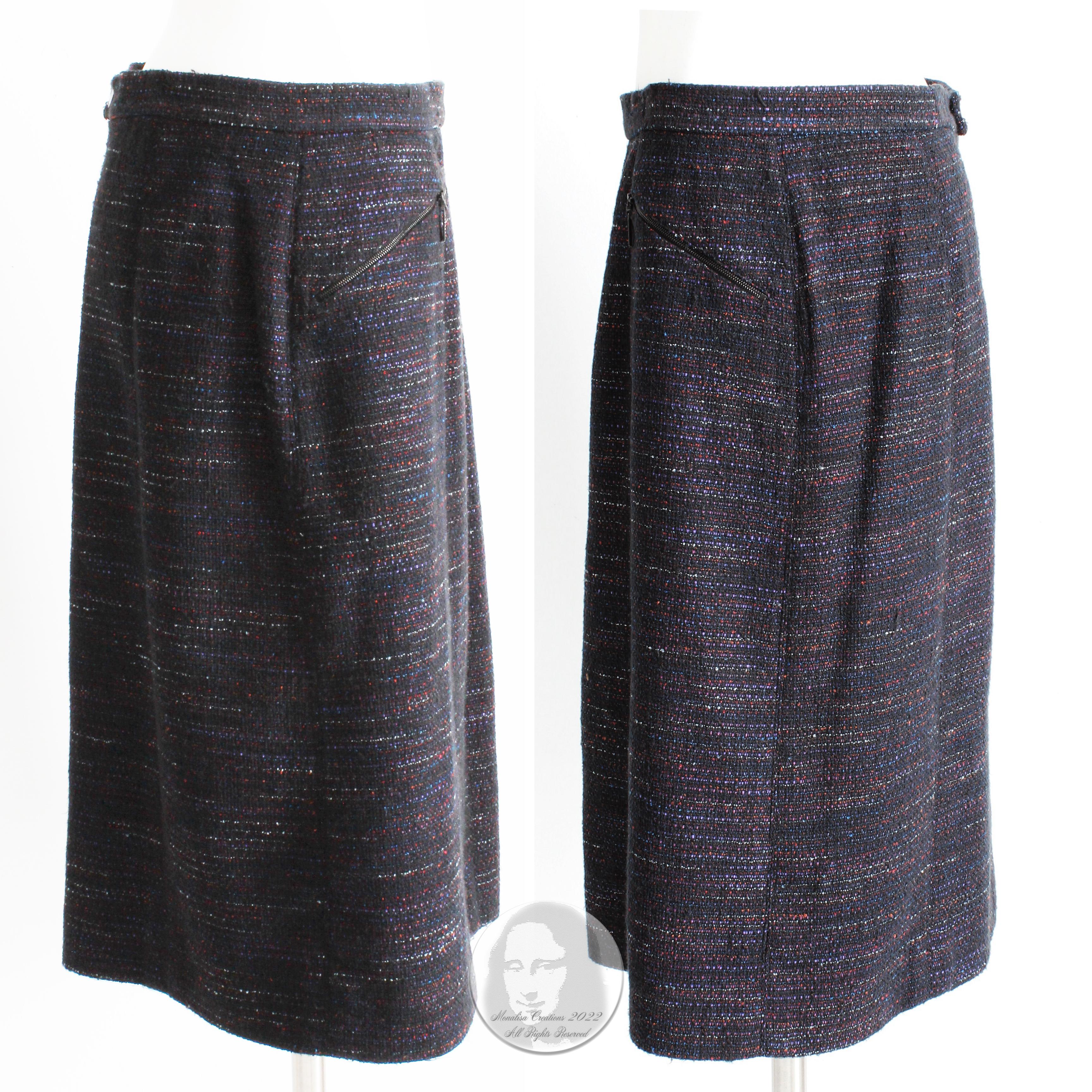 Chanel Skirt Multicolor Cotton Blend Tweed Pencil Style 02A Collection Size 40 2