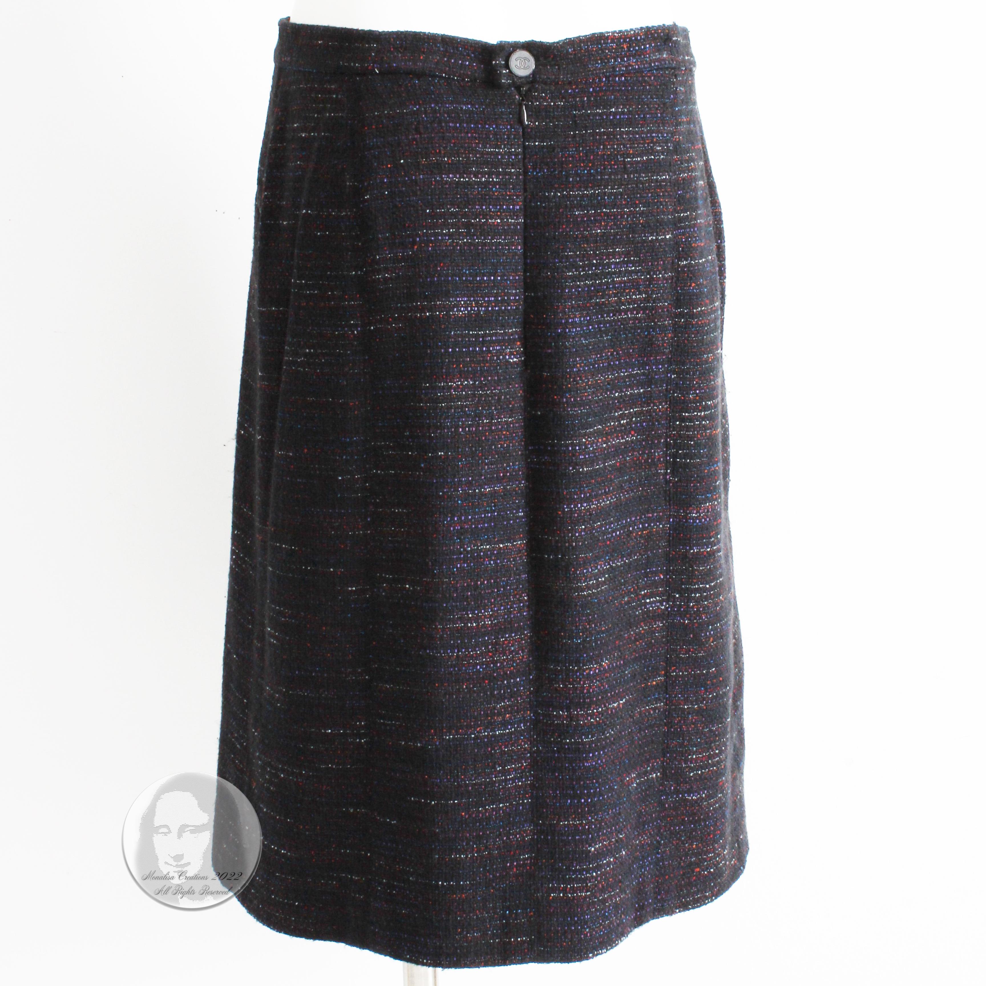 Chanel Skirt Multicolor Cotton Blend Tweed Pencil Style 02A Collection Size 40 3