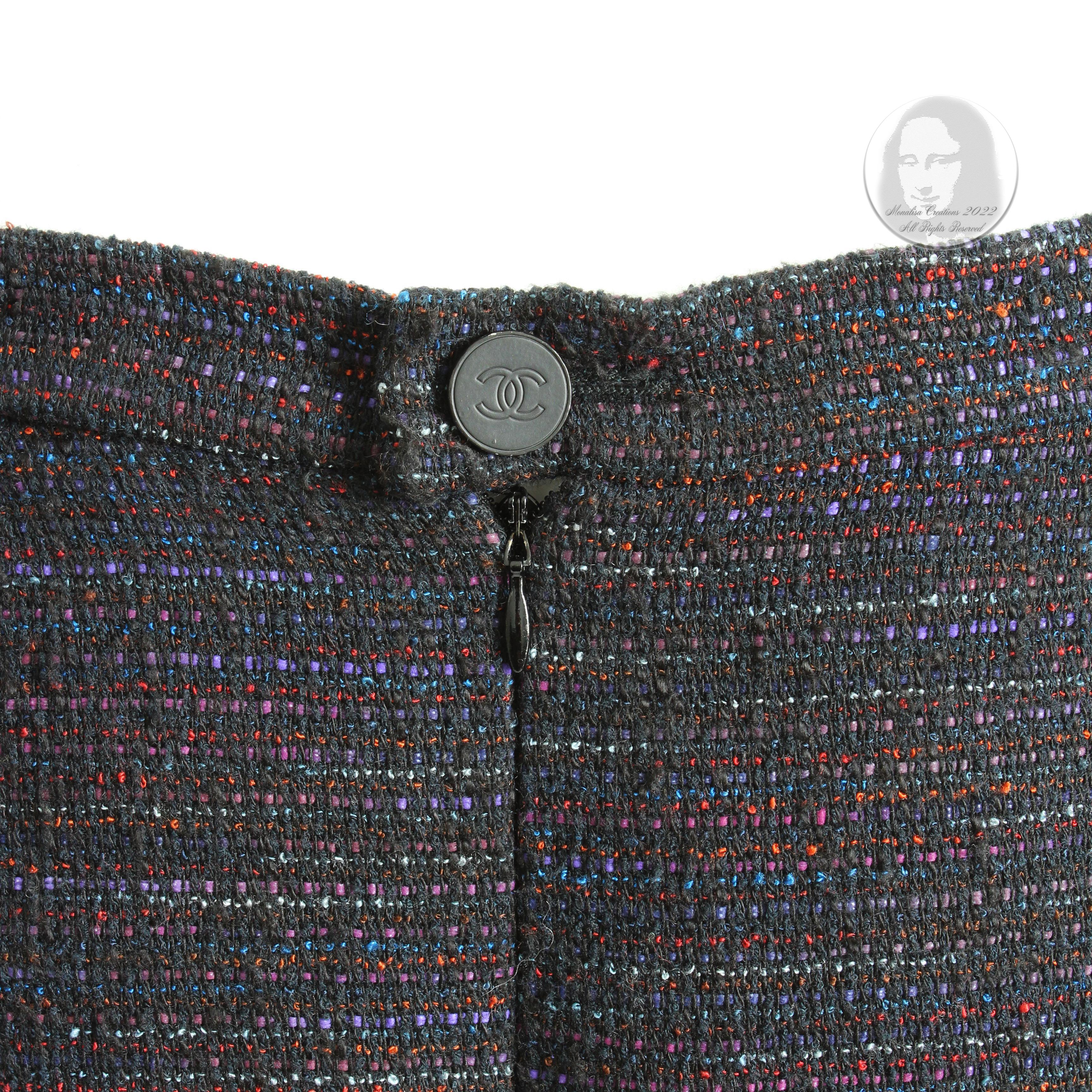 Chanel Skirt Multicolor Cotton Blend Tweed Pencil Style 02A Collection Size 40 4