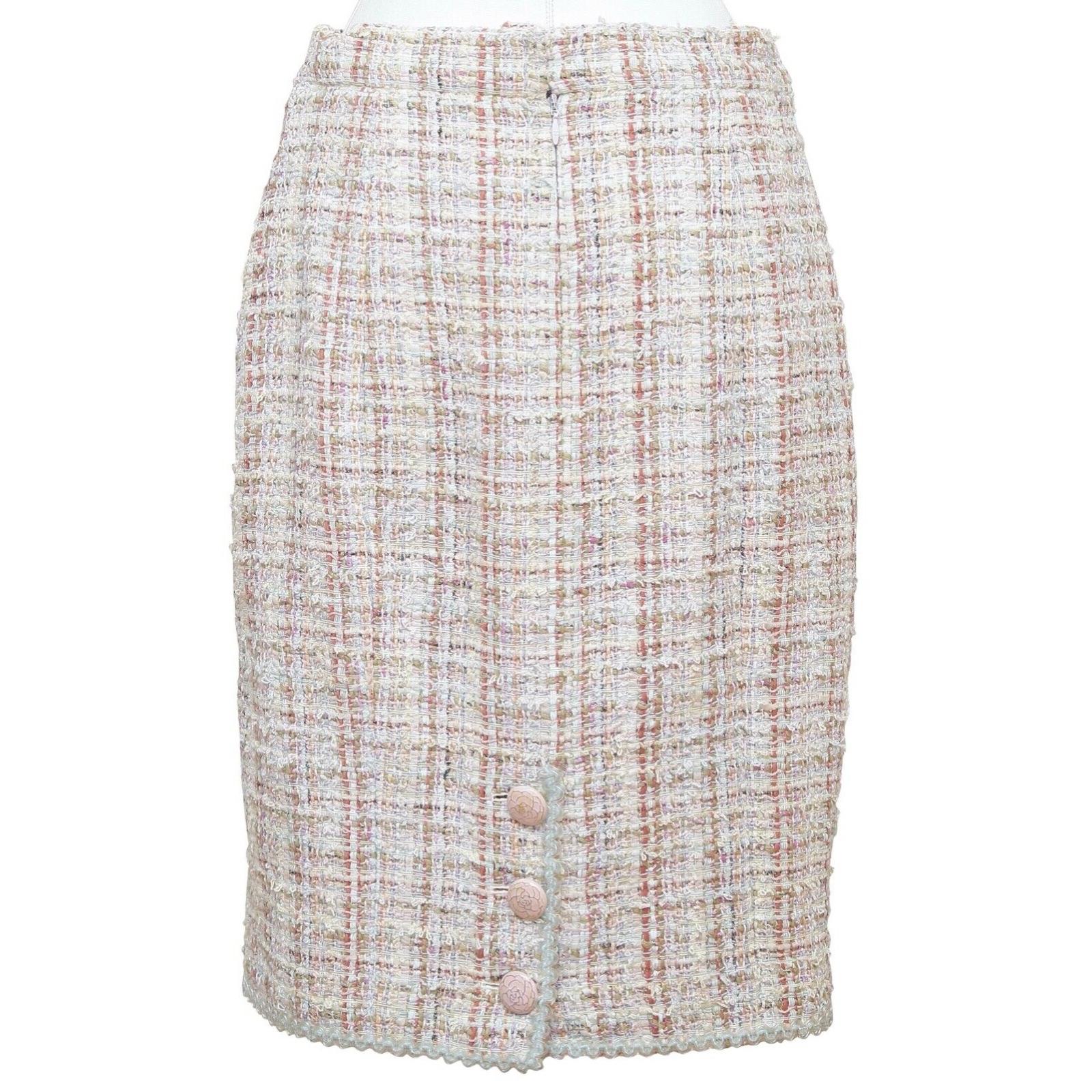CHANEL Tweed Skirt Fantasy Multi-Color Camellia Cotton 2013 RUNWAY SZ 40 For Sale 1