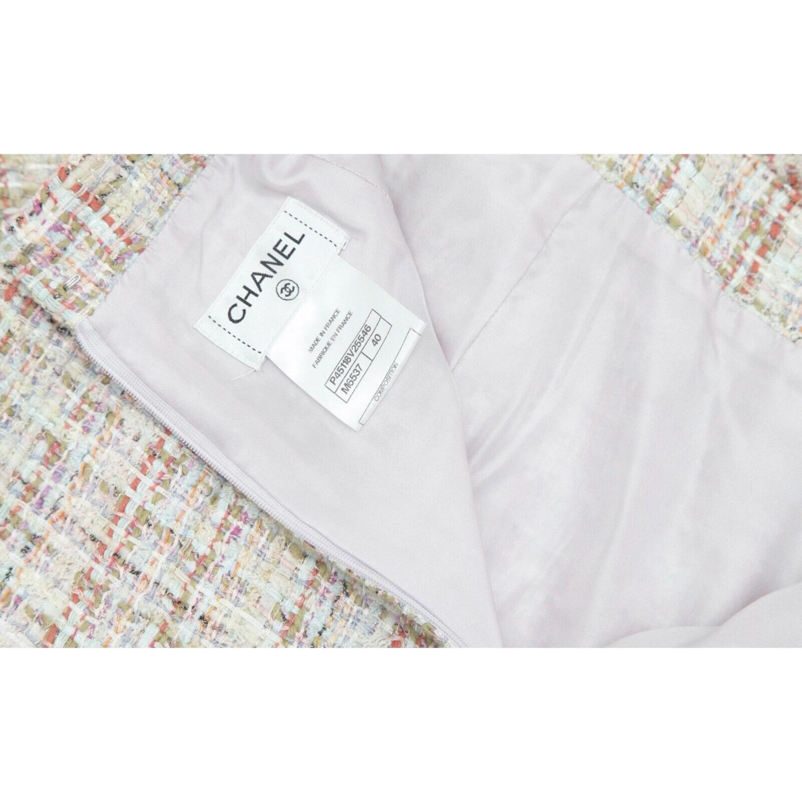 CHANEL Tweed Skirt Fantasy Multi-Color Camellia Cotton 2013 RUNWAY SZ 40 For Sale 2