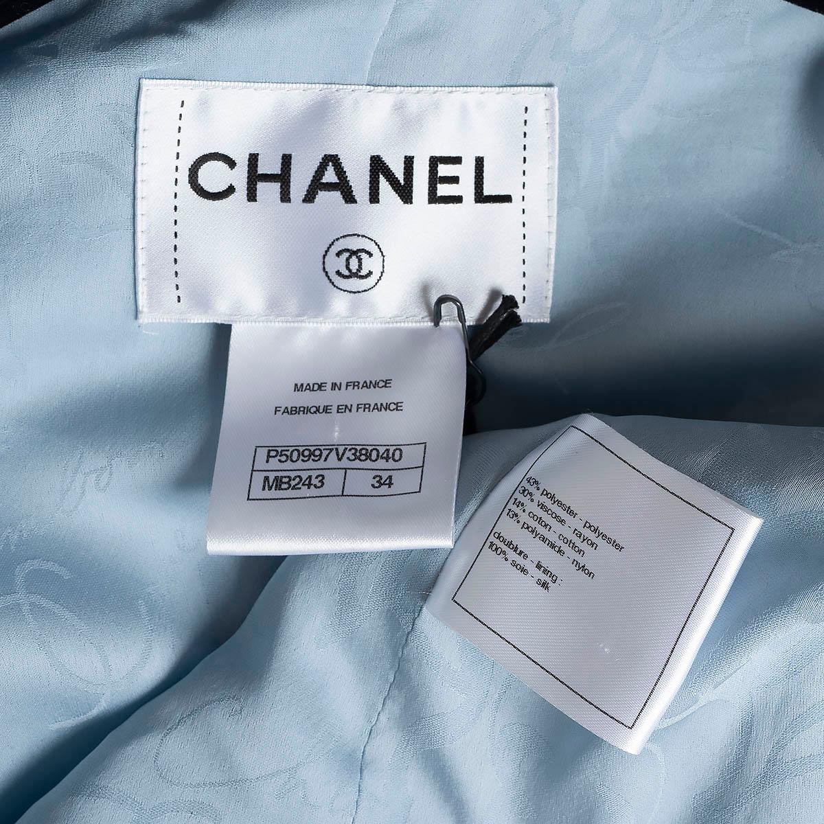 CHANEL sky blue & cream 2015 15P CROPPED TWEED Jacket 34 XS 5