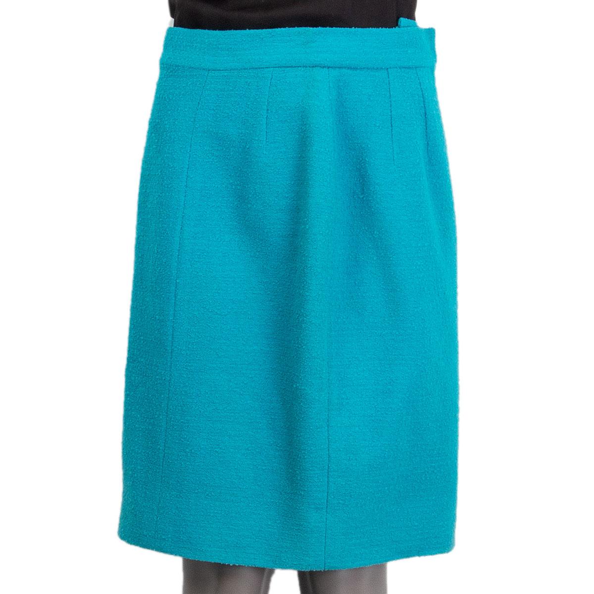 Blue CHANEL sky blue wool blend Straight Skirt 42 L For Sale