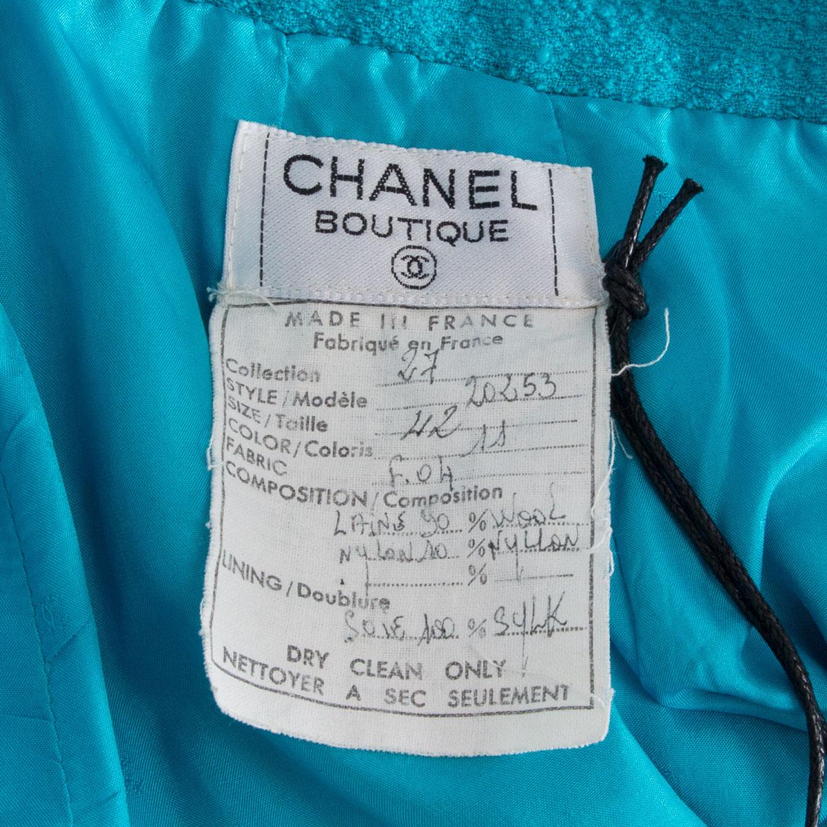 Women's CHANEL sky blue wool blend Straight Skirt 42 L For Sale