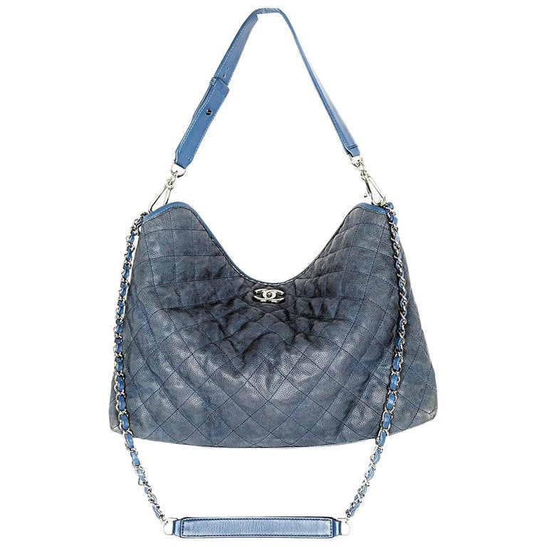 Chanel Slate Blue Caviar Leather French Riviera Hobo at 1stDibs | chanel  french riviera hobo