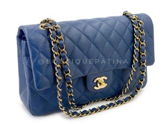 Chanel Slate Blue Caviar Medium Classic Double Flap Bag GHW 69138