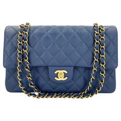 Chanel Slate Blue Caviar Medium Classic Double Flap Bag GHW 69138 Chanel Slate Blue Caviar Medium Classic Double Flap Bag GHW 69138