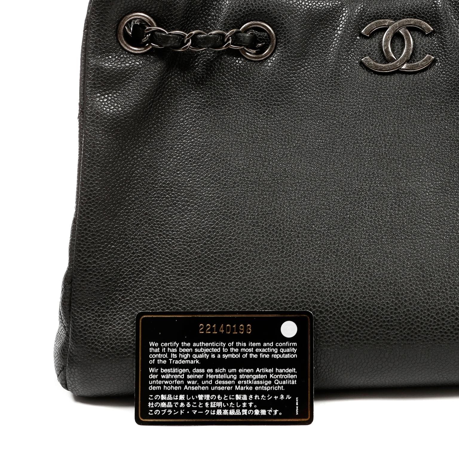 Women's Chanel Slate Grey Caviar Leather Tote